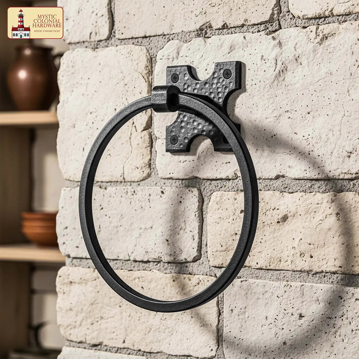 Mystic Colonial Ring portasalviette ferro battuto nero 15,9 cm