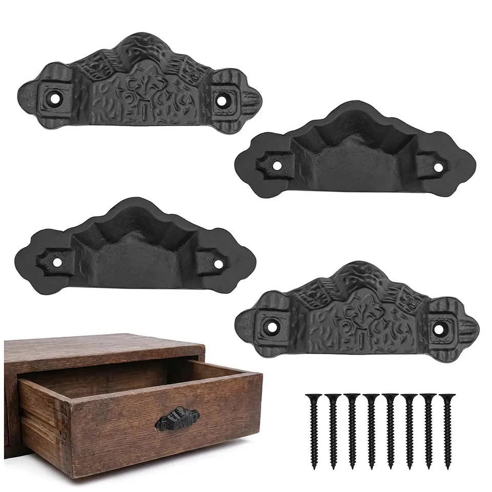 Mystic Colonial Hardware Maniglia Cassetto Ghisa Nera Incisa