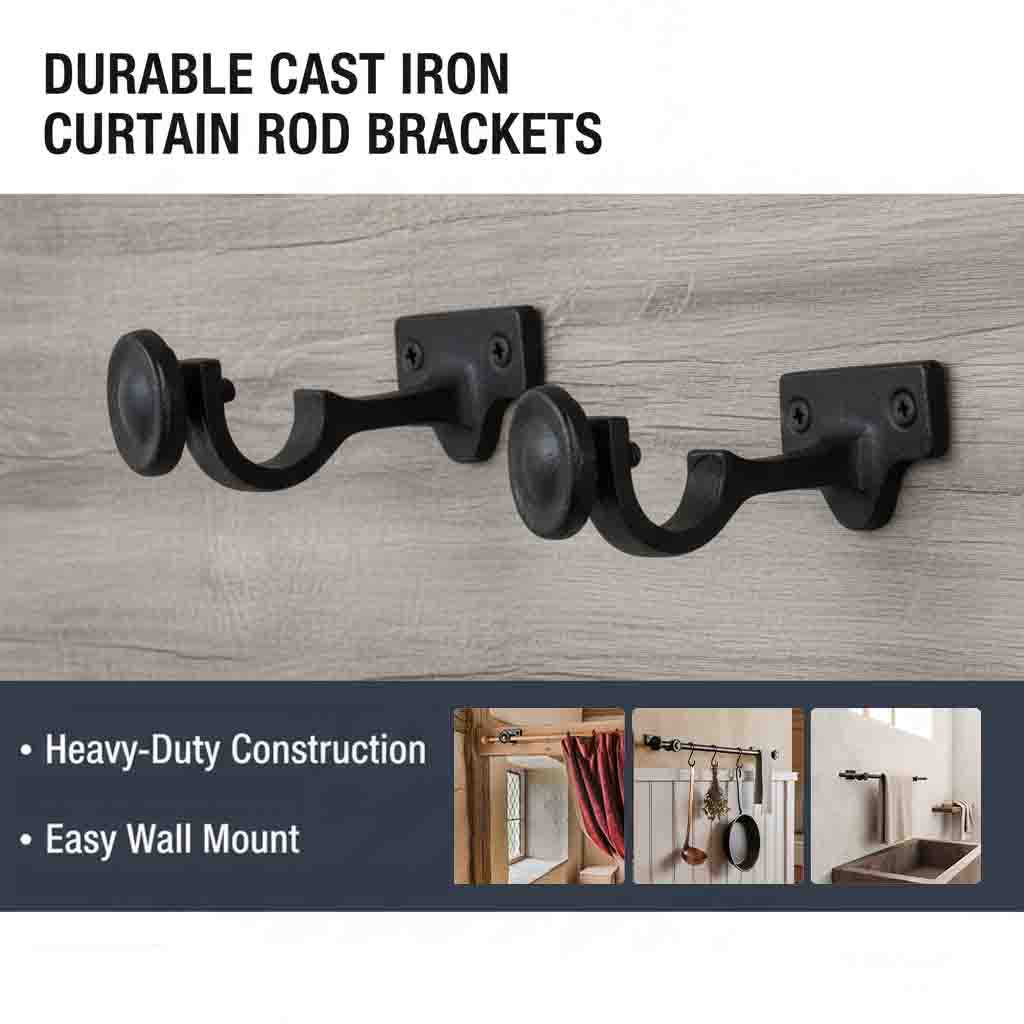 Mystic Colonial Hardware Supporto bastone tenda ghisa nera regolabile