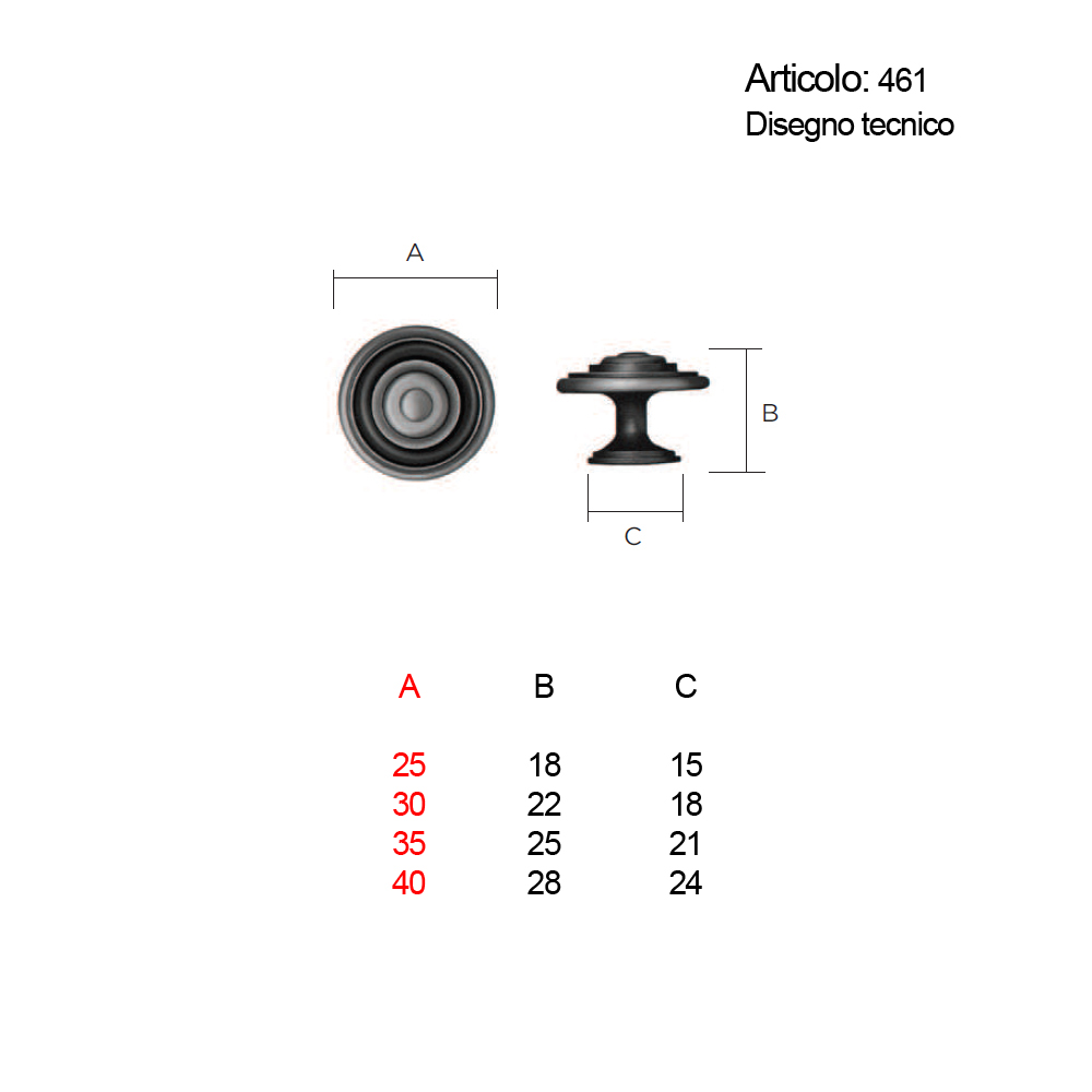 Spinardi 461 pomolo per mobili classico