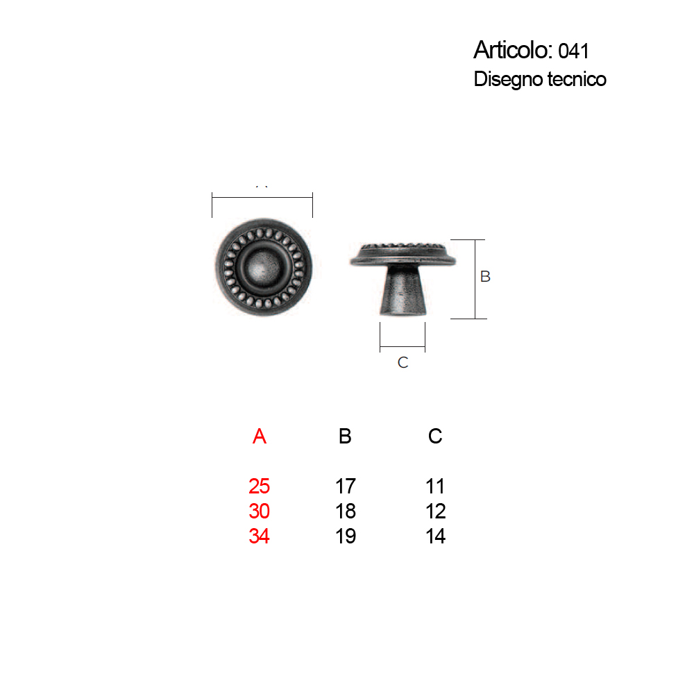 Spinardi 41 pomolo per mobili stile classico