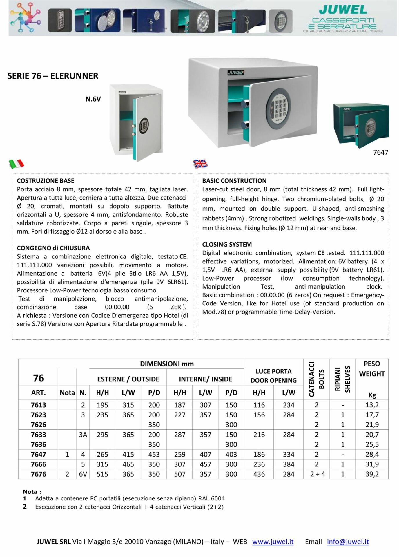 Spinardi 7647 cassaforte elettronica digitale a motore