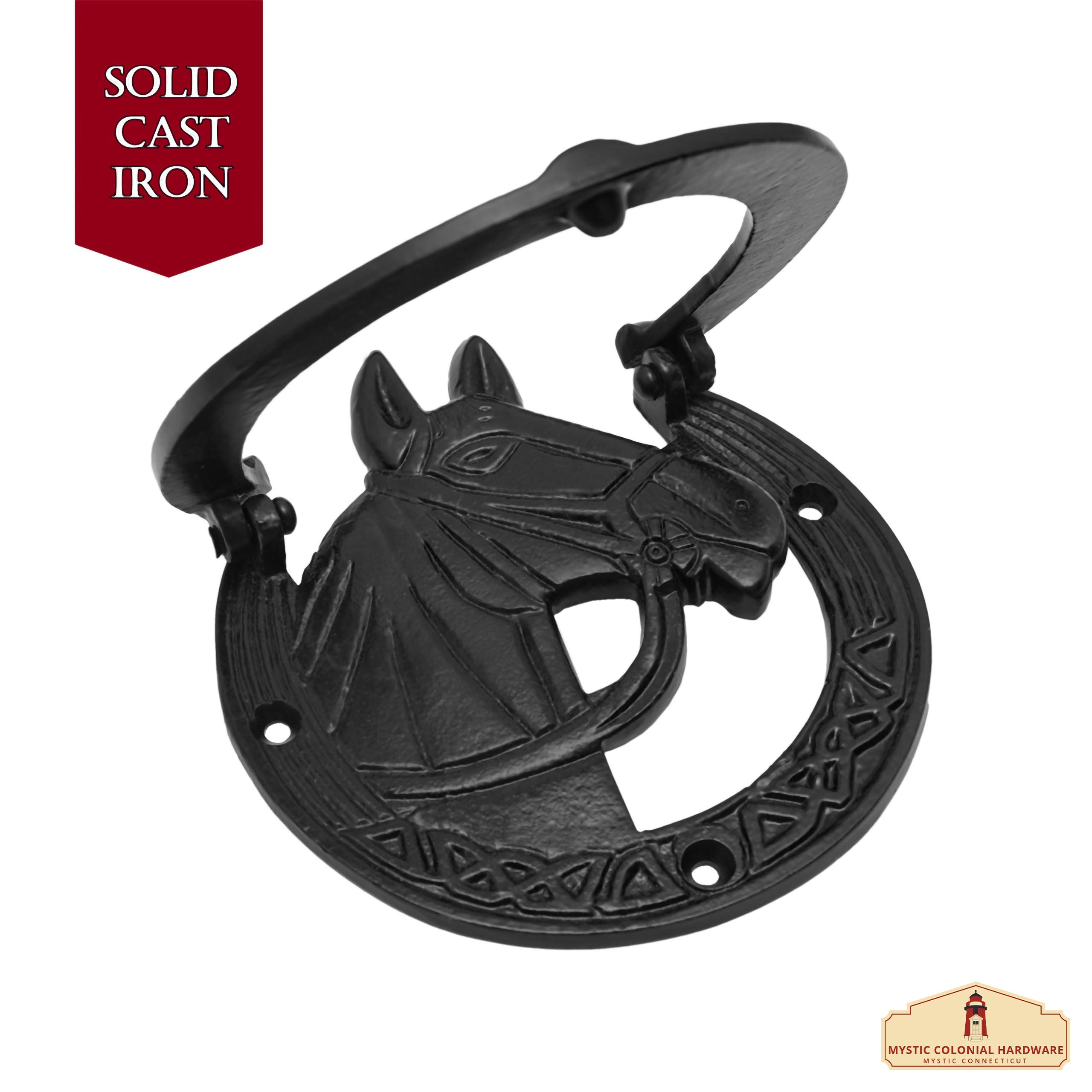 Mystic Colonial Horse battente porta ghisa cavallo nero