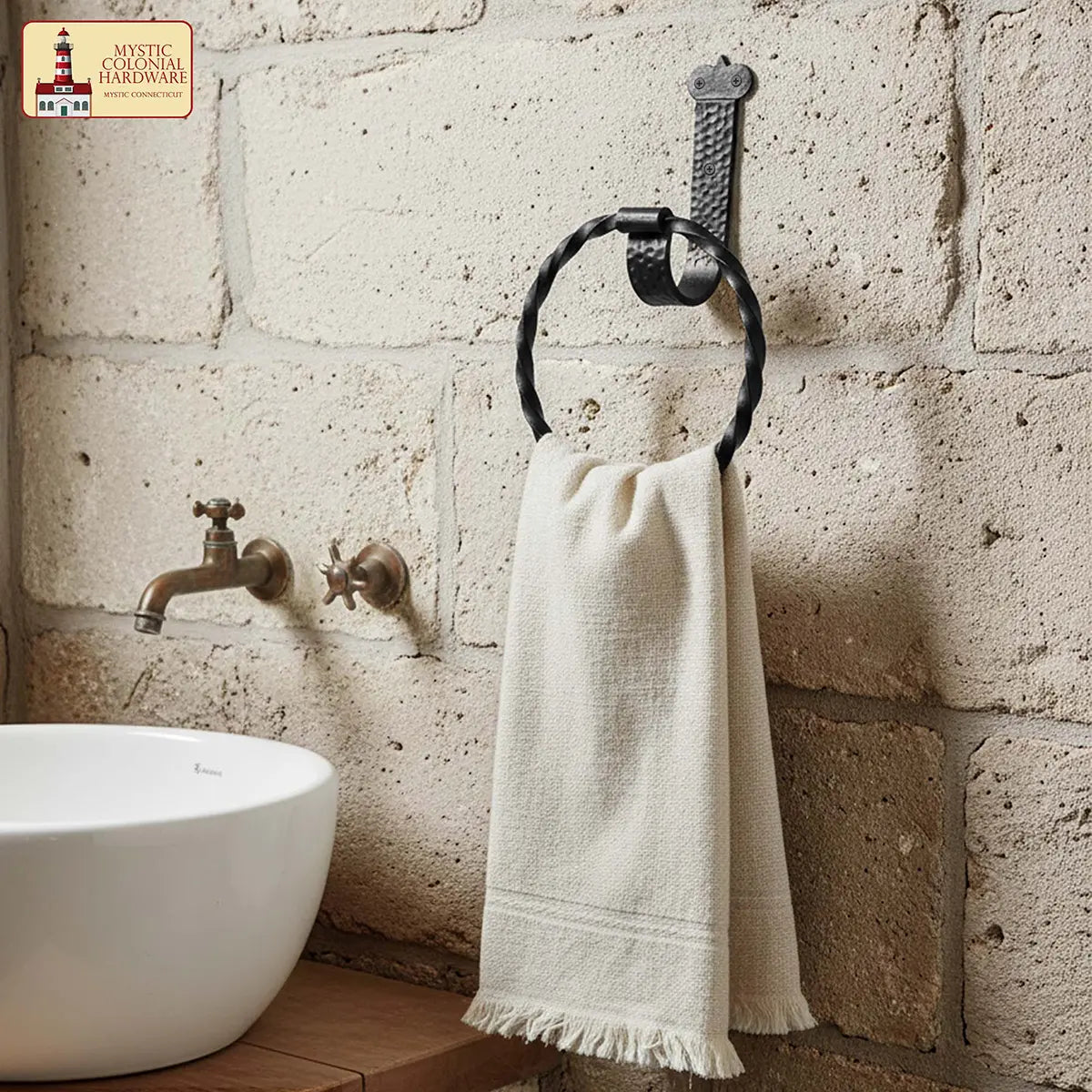 Mystic Colonial Hardware porta asciugamani anello ferro 18,6 cm