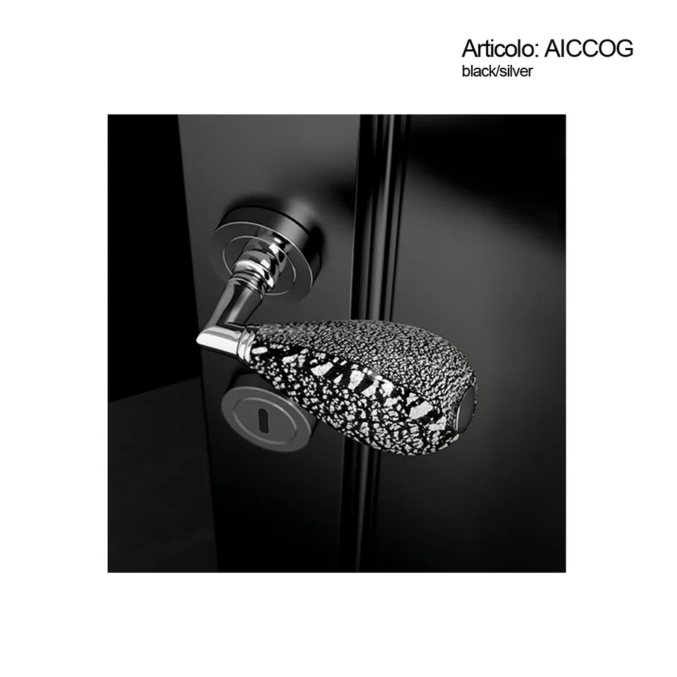 Spinardi Aiccog Maniglia Vetro Murano Nero Argento