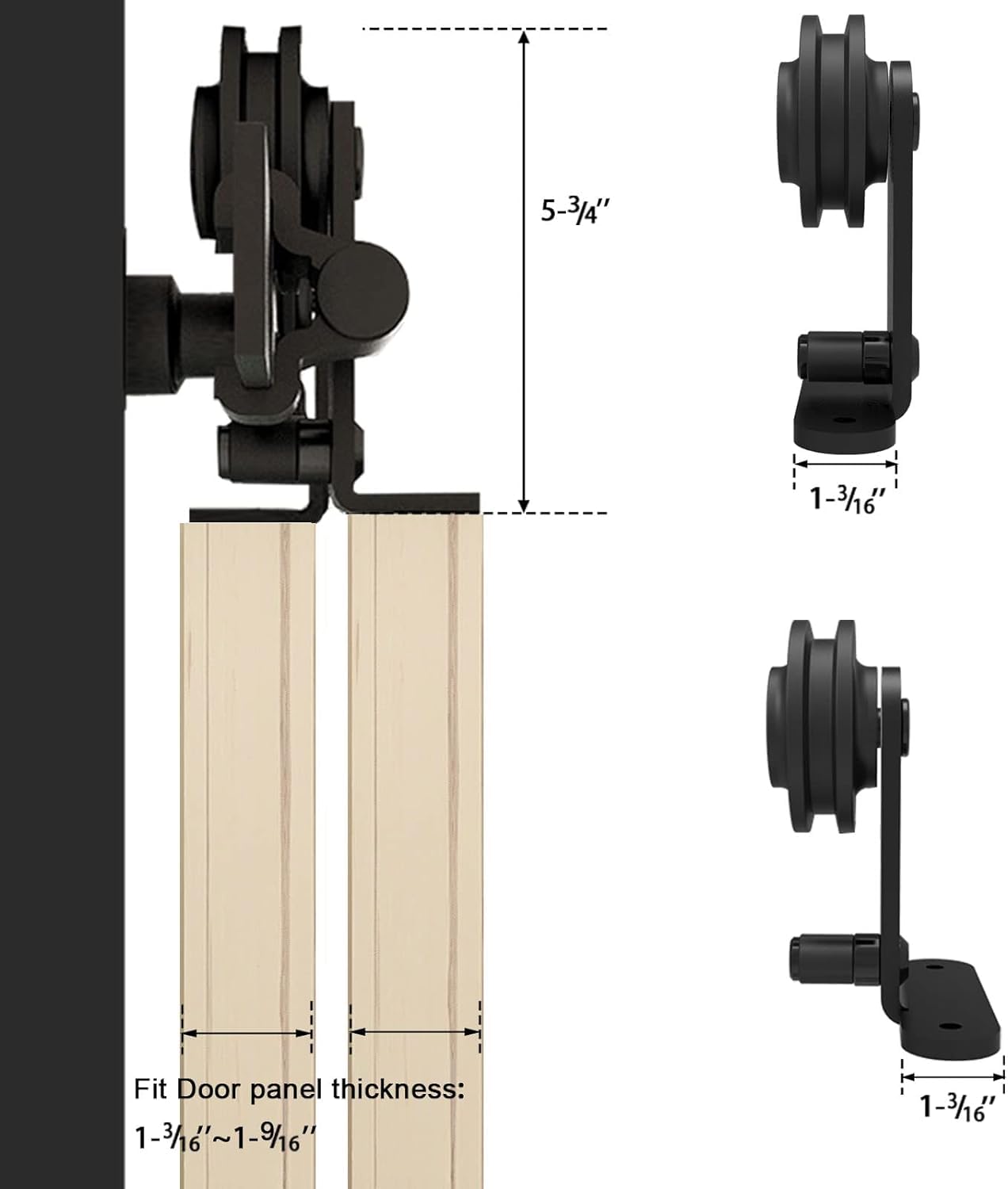 ETIASQSA Forma T 152 cm kit binario porta scorrevole nero bypass