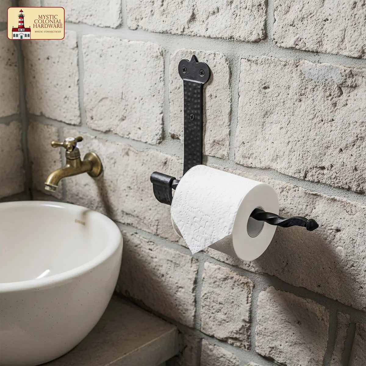 Mystic Colonial Hardware porta carta parete ferro battuto nero