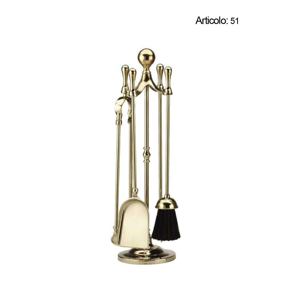 Spinardi 51 set attrezzi camino ottone lucidato