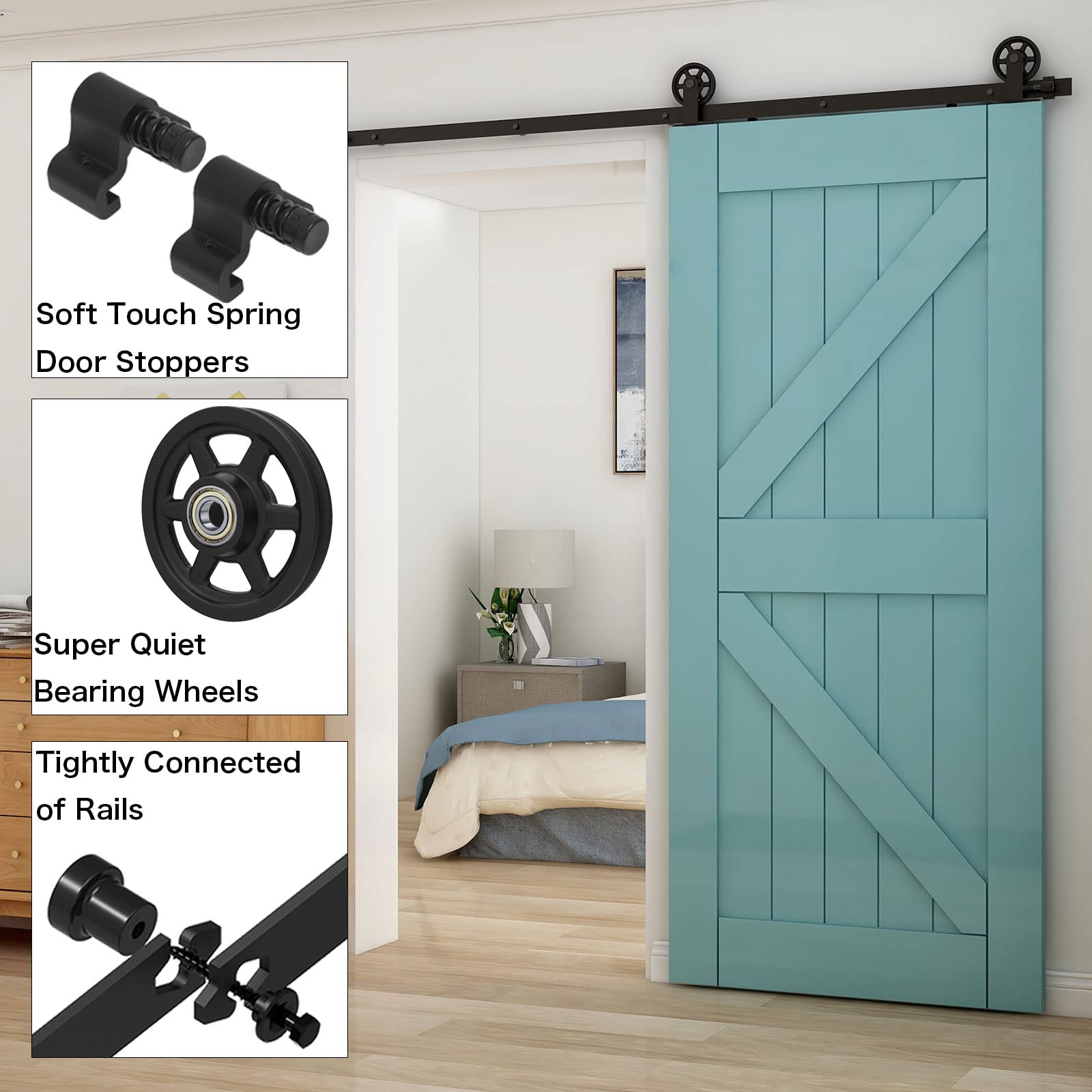 ETIASQSA binario porta scorrevole nero 200 cm kit