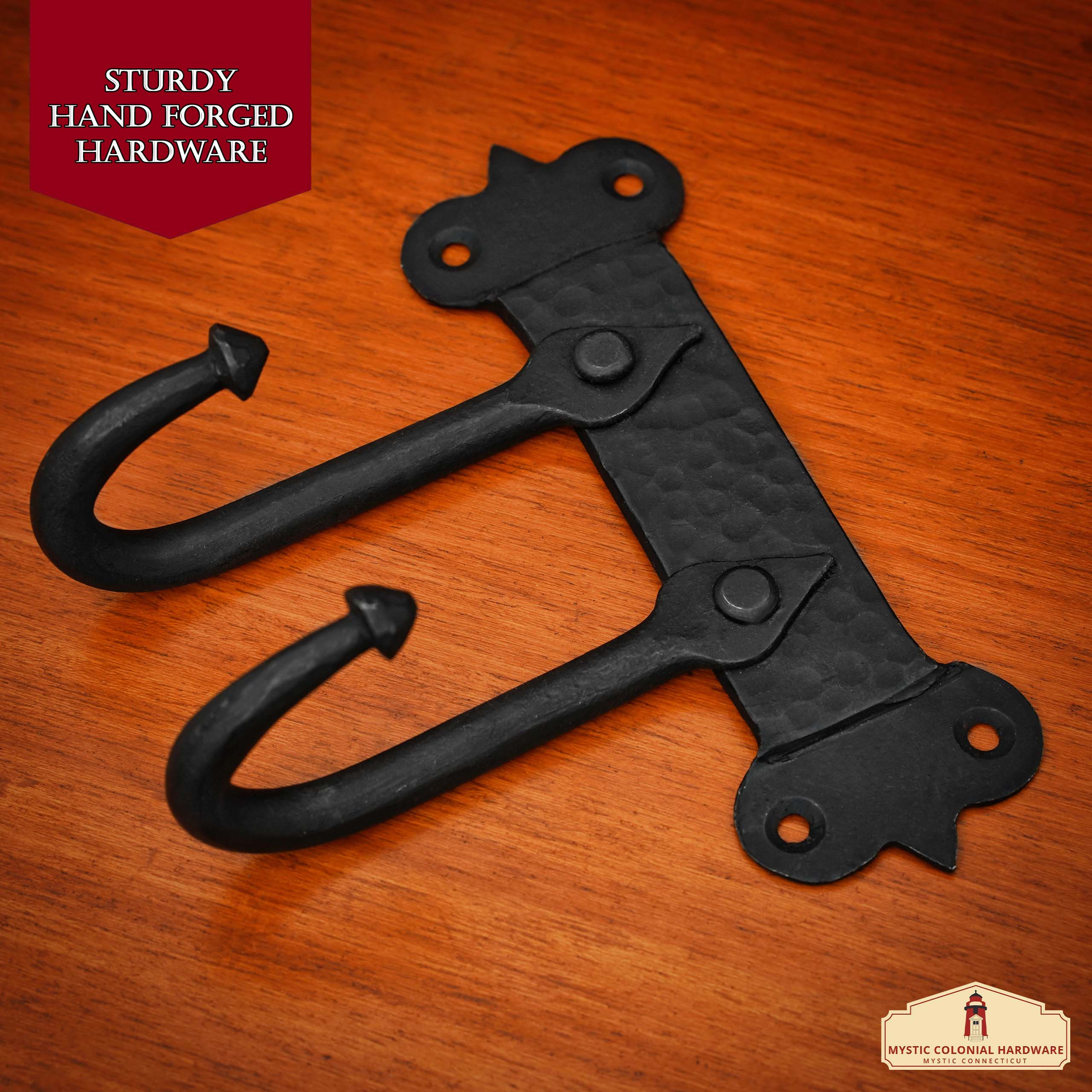 Mystic Colonial Hardware gancio parete ferro doppio 16,6 cm nero