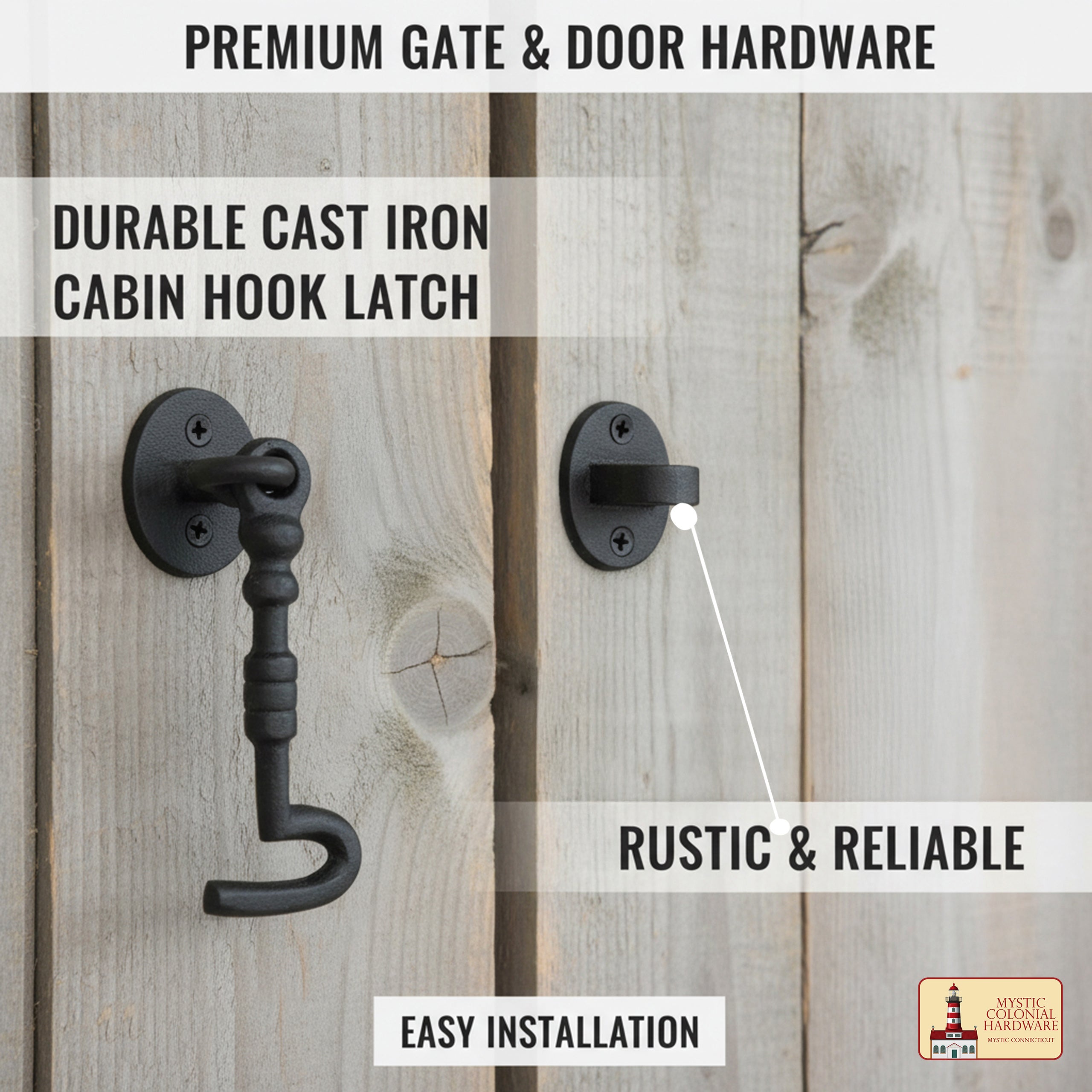 Mystic Colonial Hardware Gancio fermaporta ferro nero 14 cm 2pz