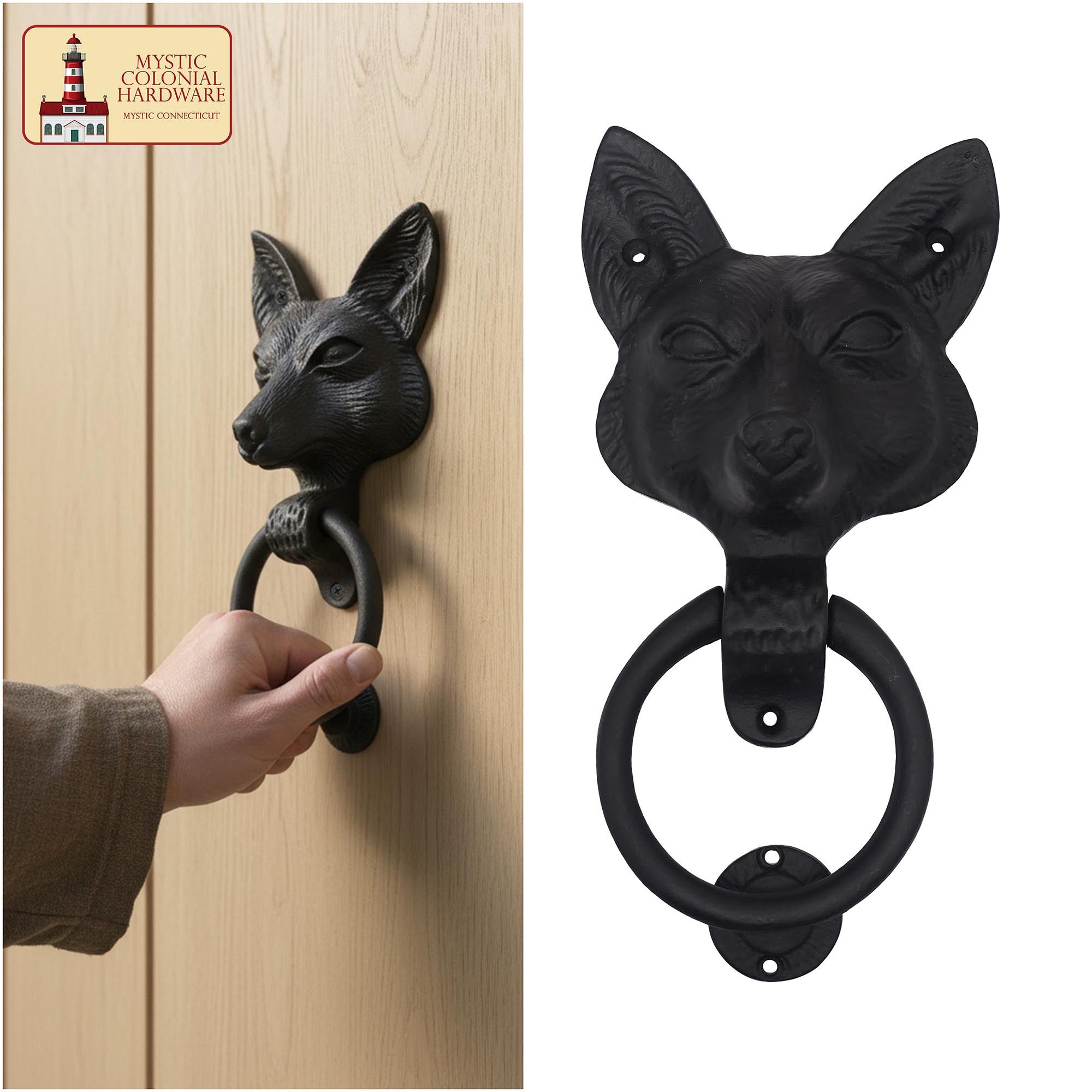 Mystic Colonial Fox battente porta 24x11 cm ferro nero