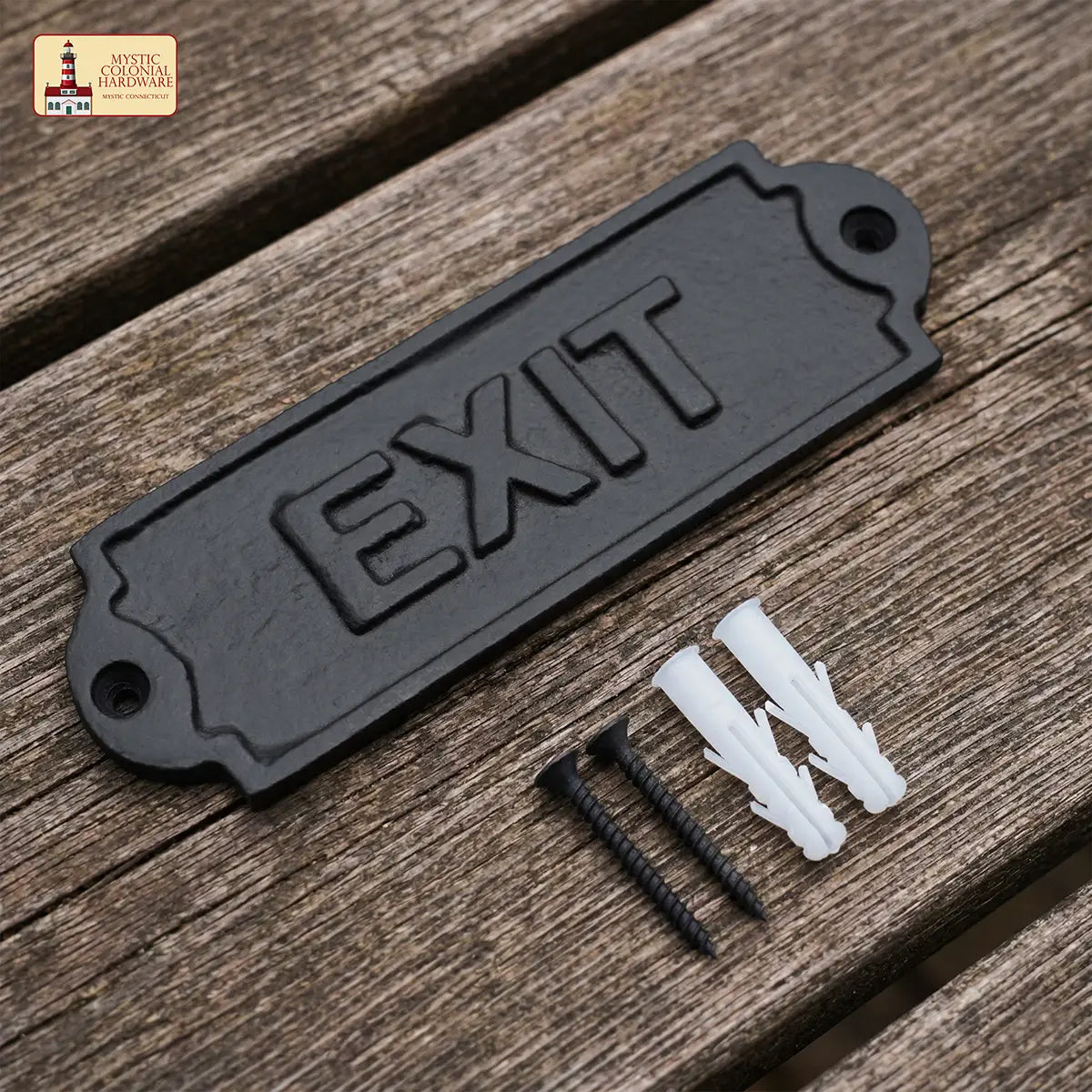 Mystic Colonial Hardware Exit targa porta ghisa nera uscita