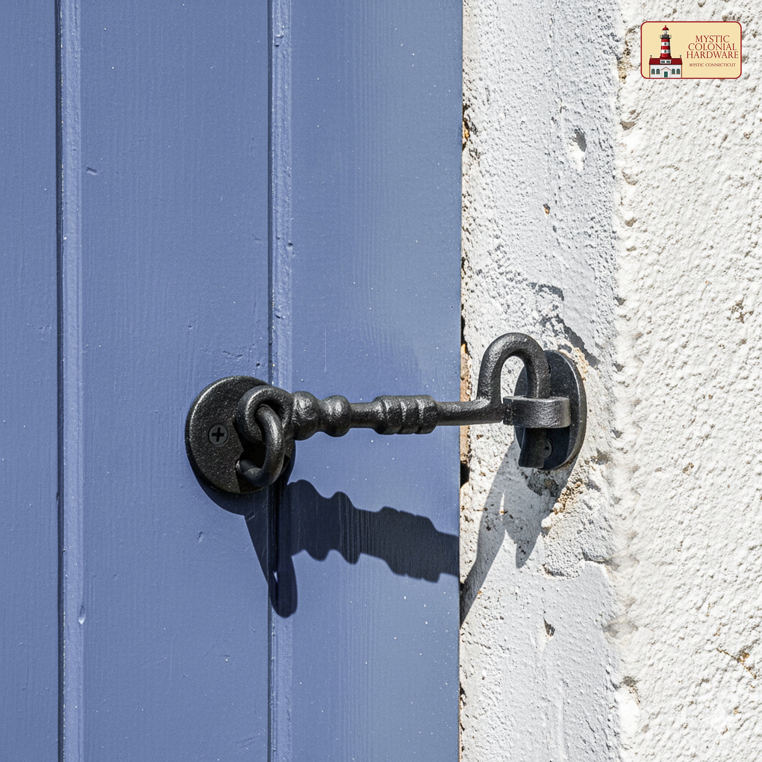Mystic Colonial Hardware Gancio fermaporta ferro nero 14 cm 2pz