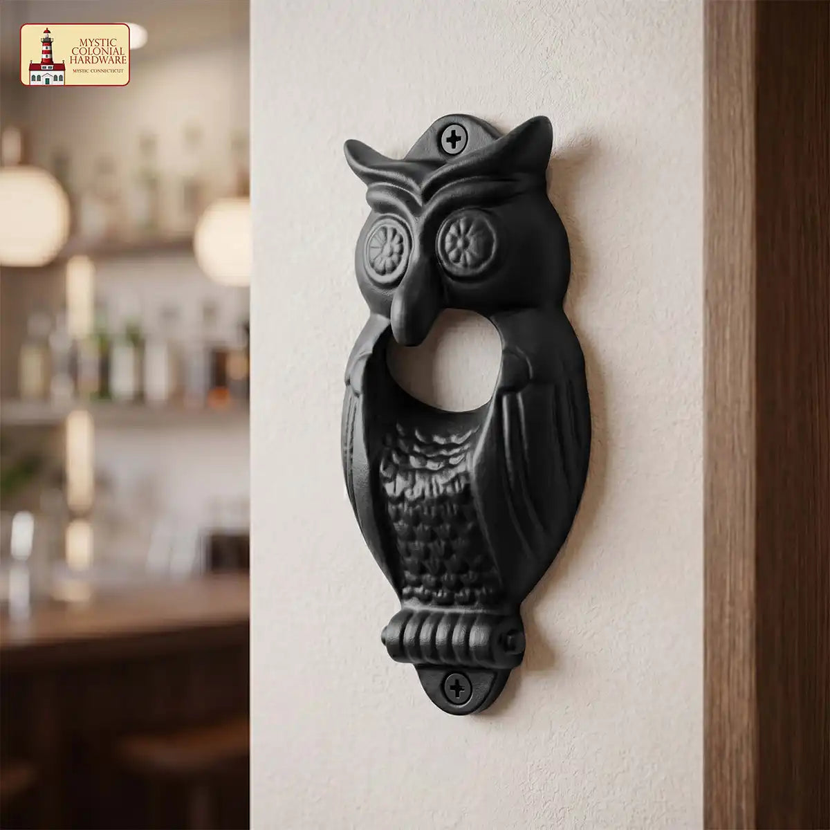 Mystic Colonial Gufo apribottiglia da muro ghisa set 2 pezzi
