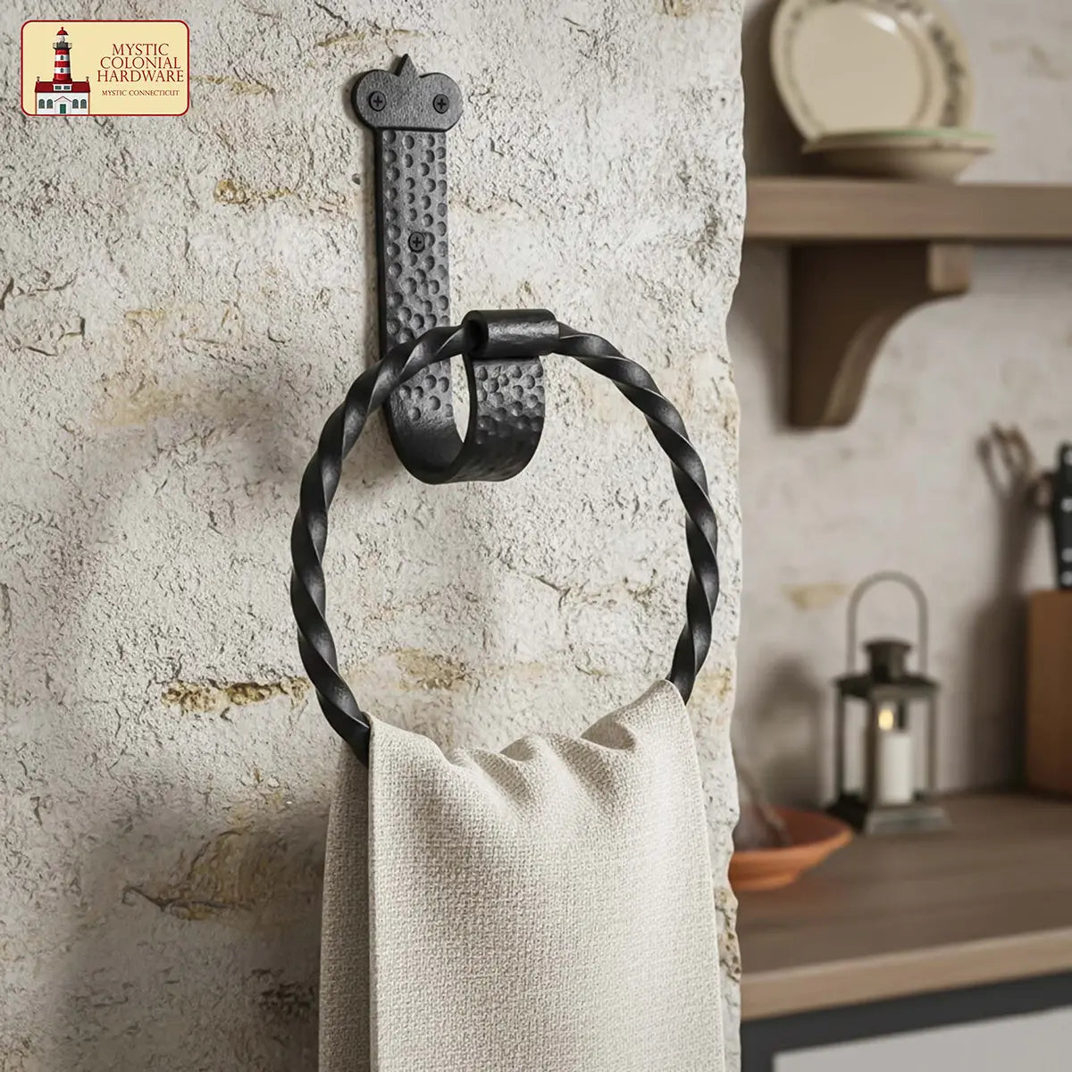 Mystic Colonial Hardware porta asciugamani anello ferro 18,6 cm