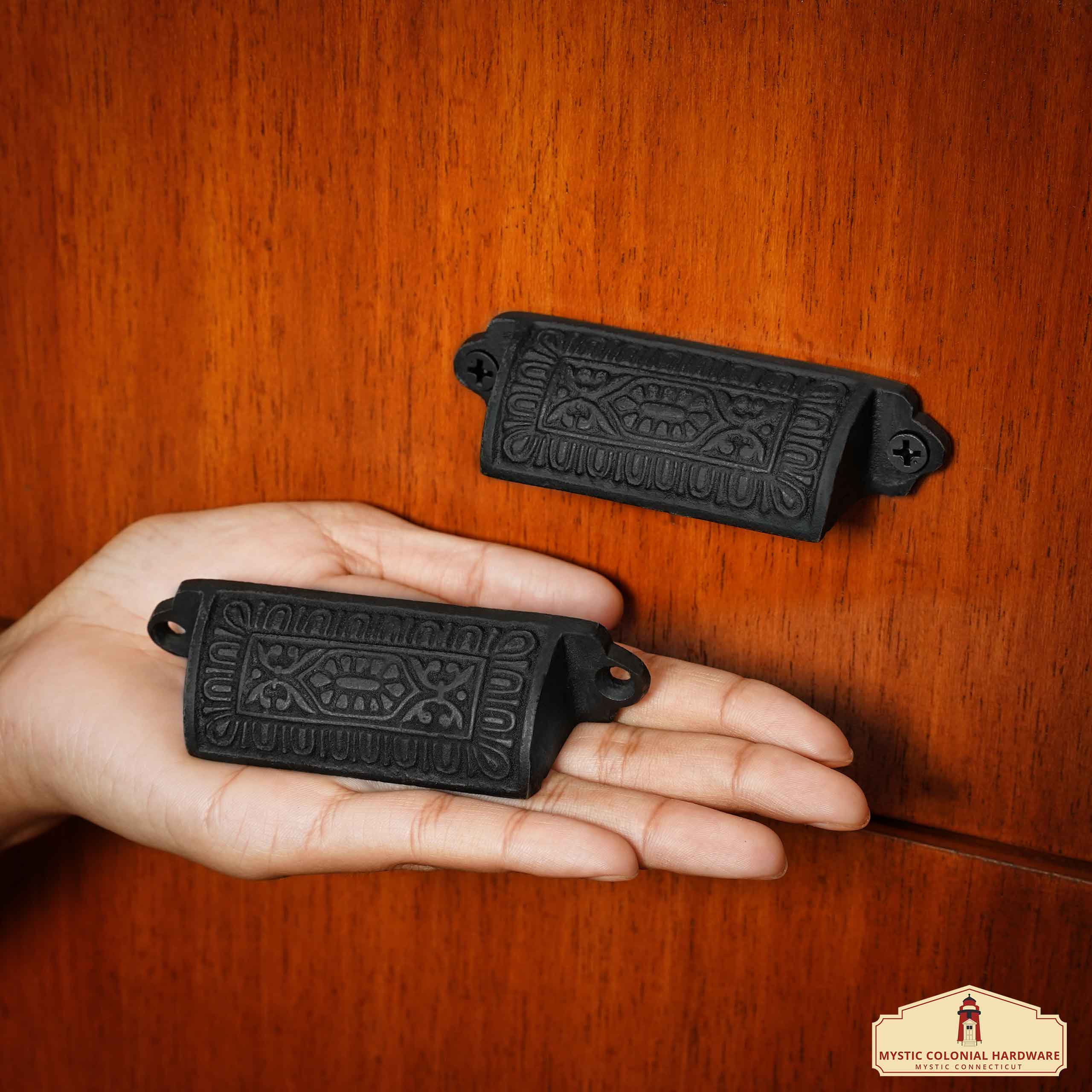 Mystic Colonial Rustic 9,3x2,2 cm maniglie cassetti ghisa set 4 pezzi