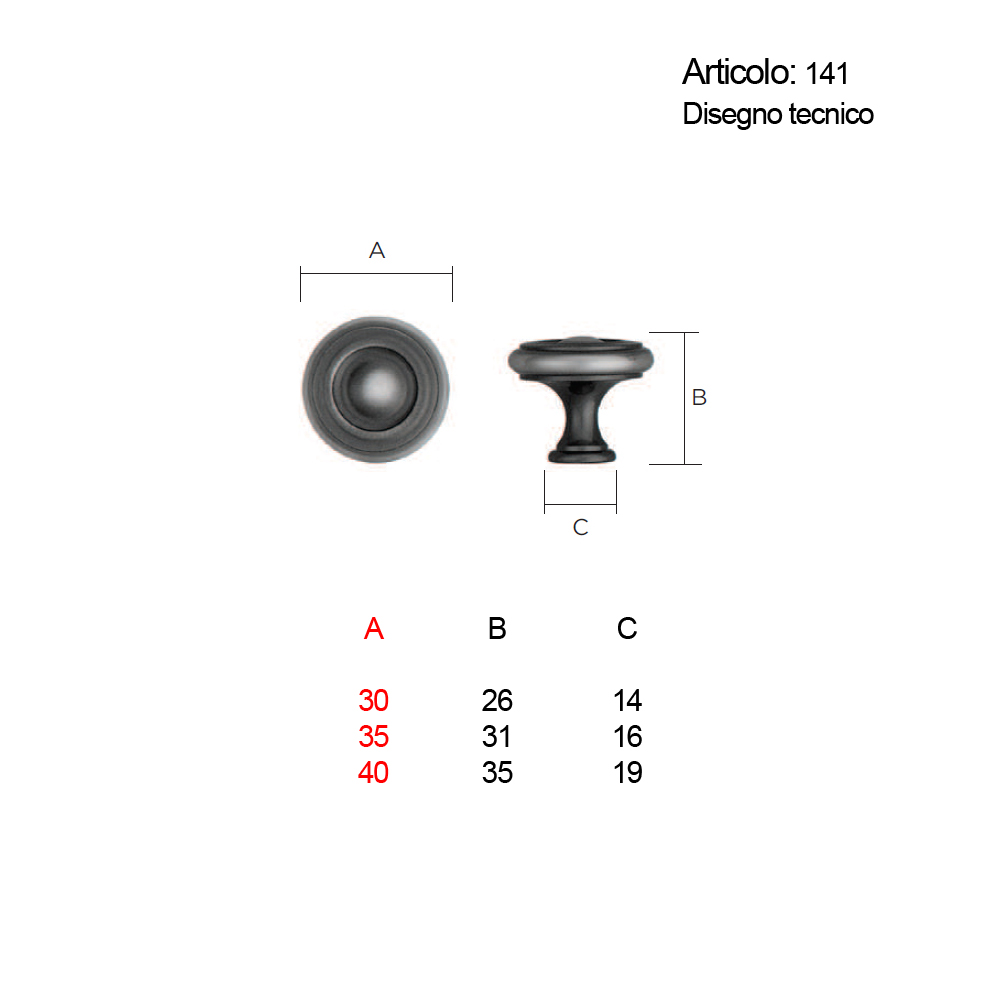 Spinardi 141 pomolo per mobili finiture assortite