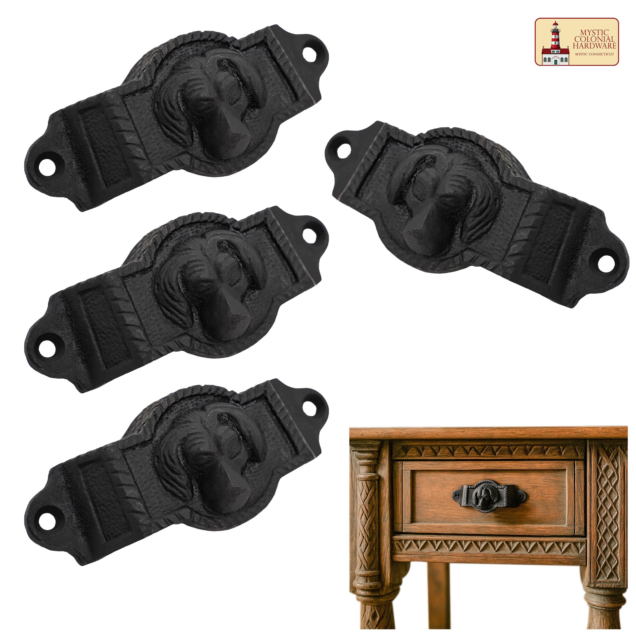 Mystic Colonial maniglia cassetto 9 cm nero set 4 pezzi