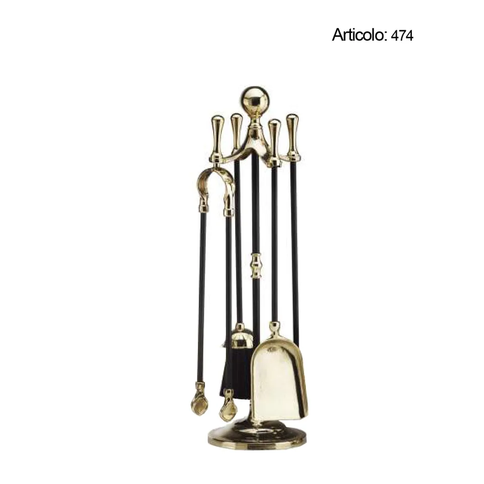 Spinardi 474 set attrezzi camino ottone