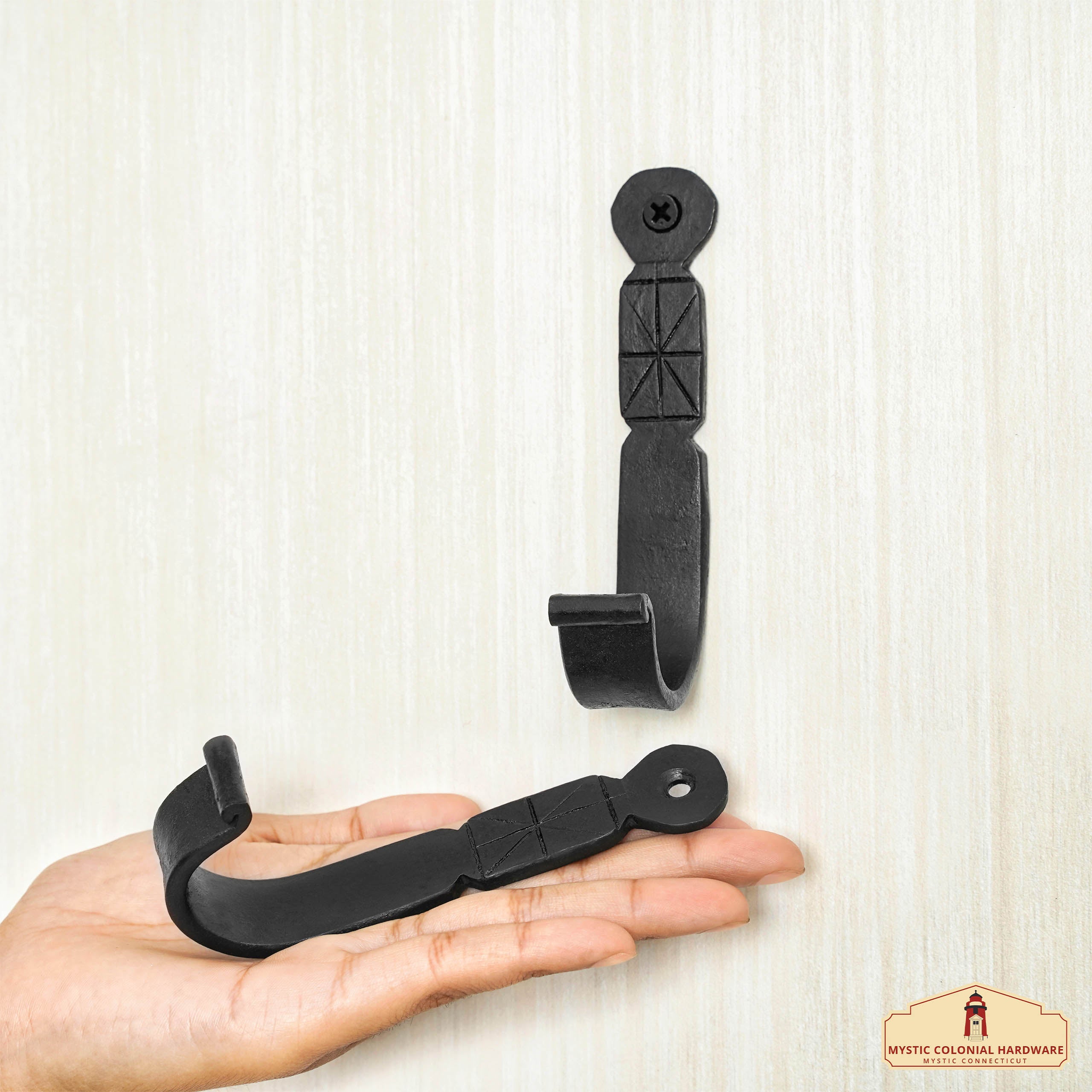 Mystic Colonial Hardware gancio parete ferro nero uso esterno