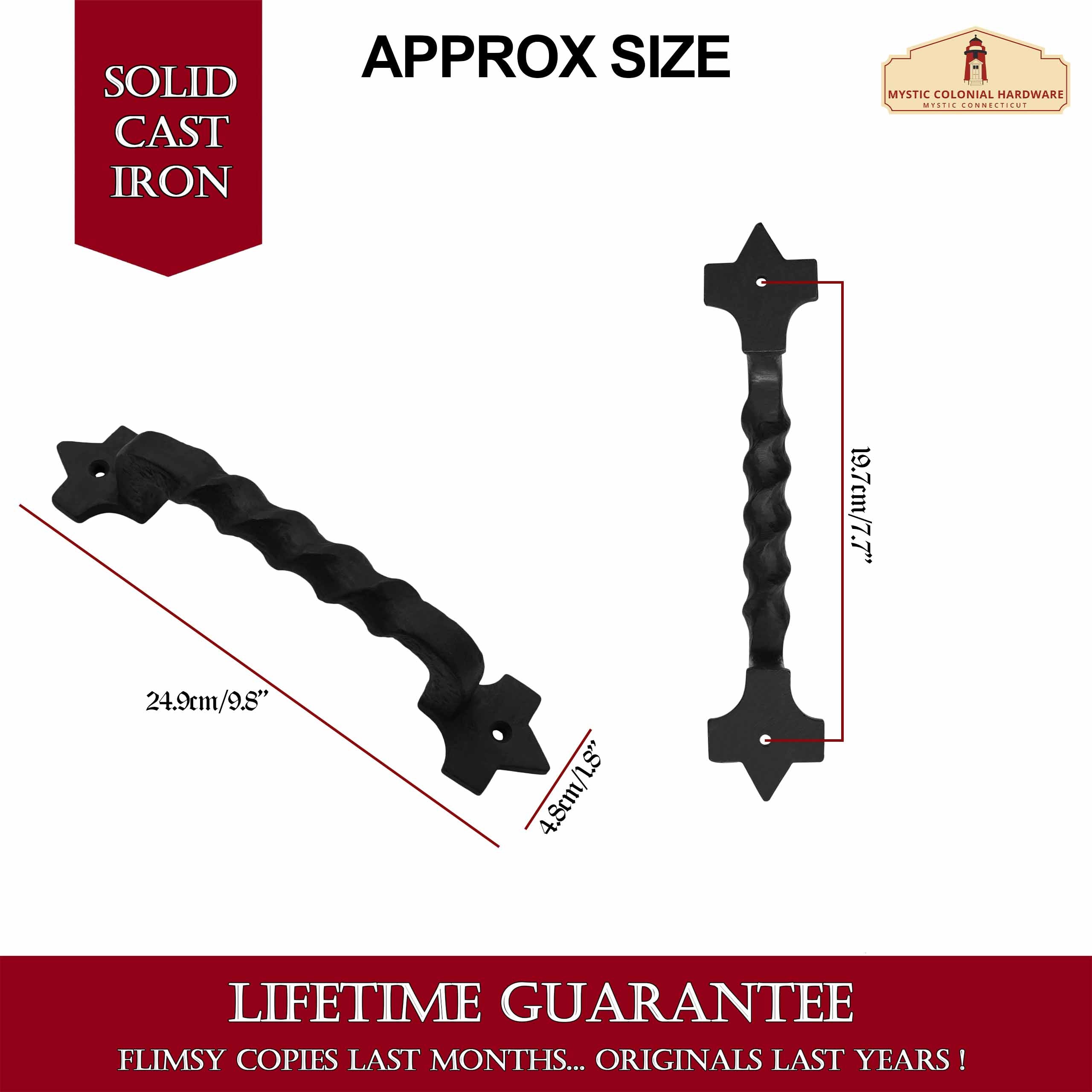 Mystic Colonial Maniglione Porta Ghisa 24,9 cm Nero Rustico