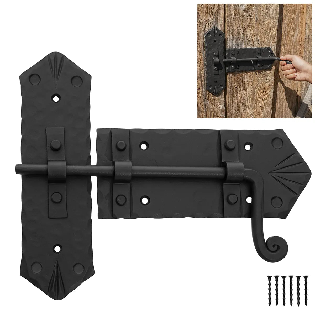 Mystic Colonial Hardware chiavistello cancello ferro battuto nero