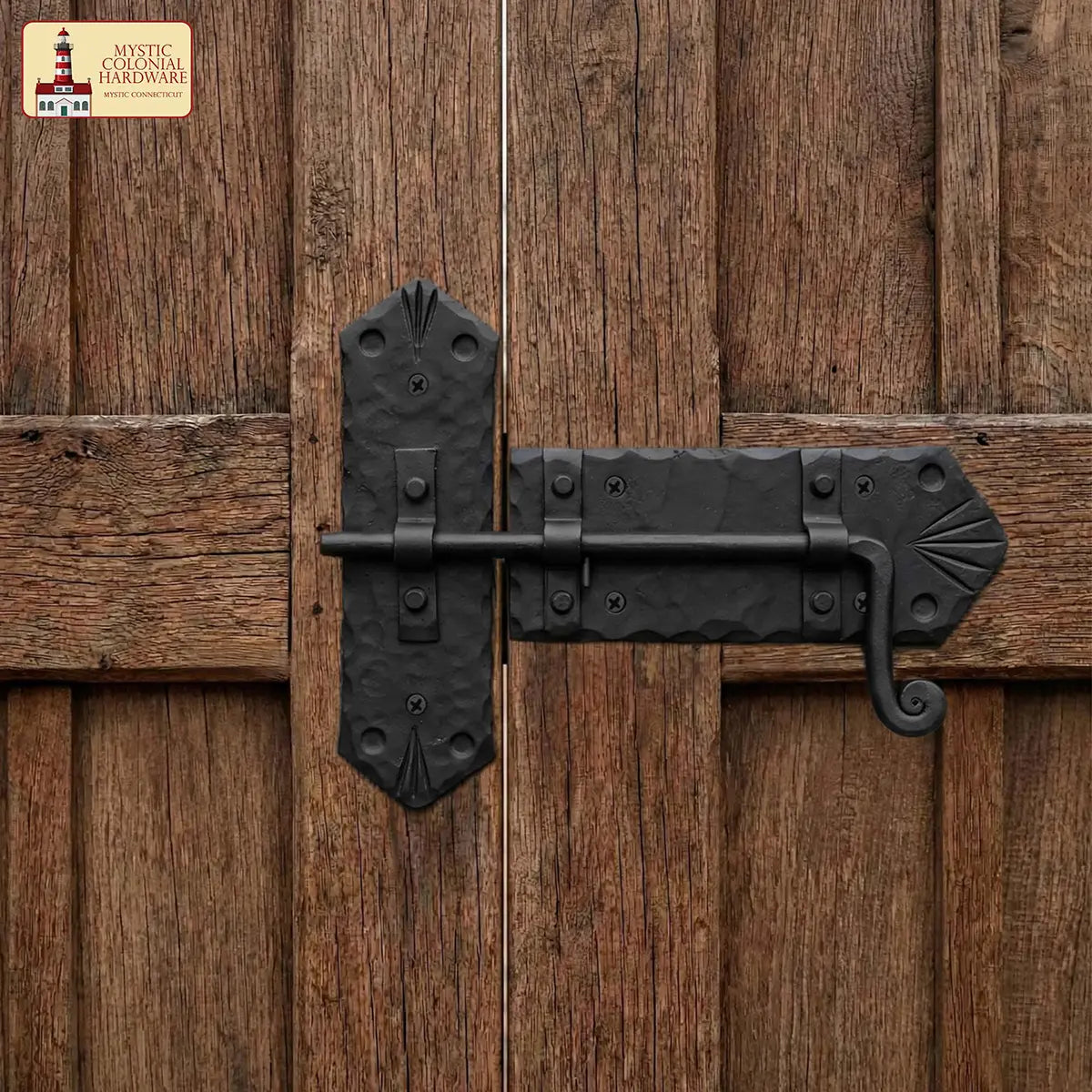 Mystic Colonial Hardware chiavistello cancello ferro battuto nero