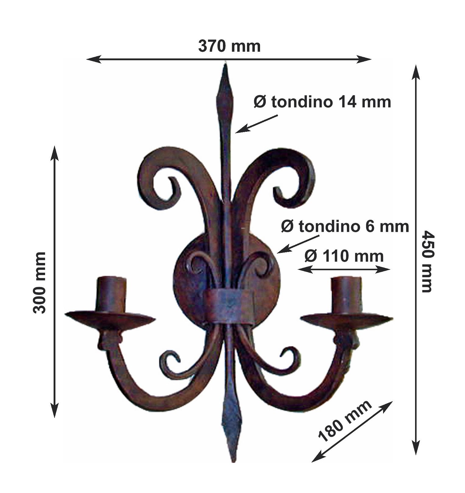Spinardi Applique a 2 luci lampada da parete