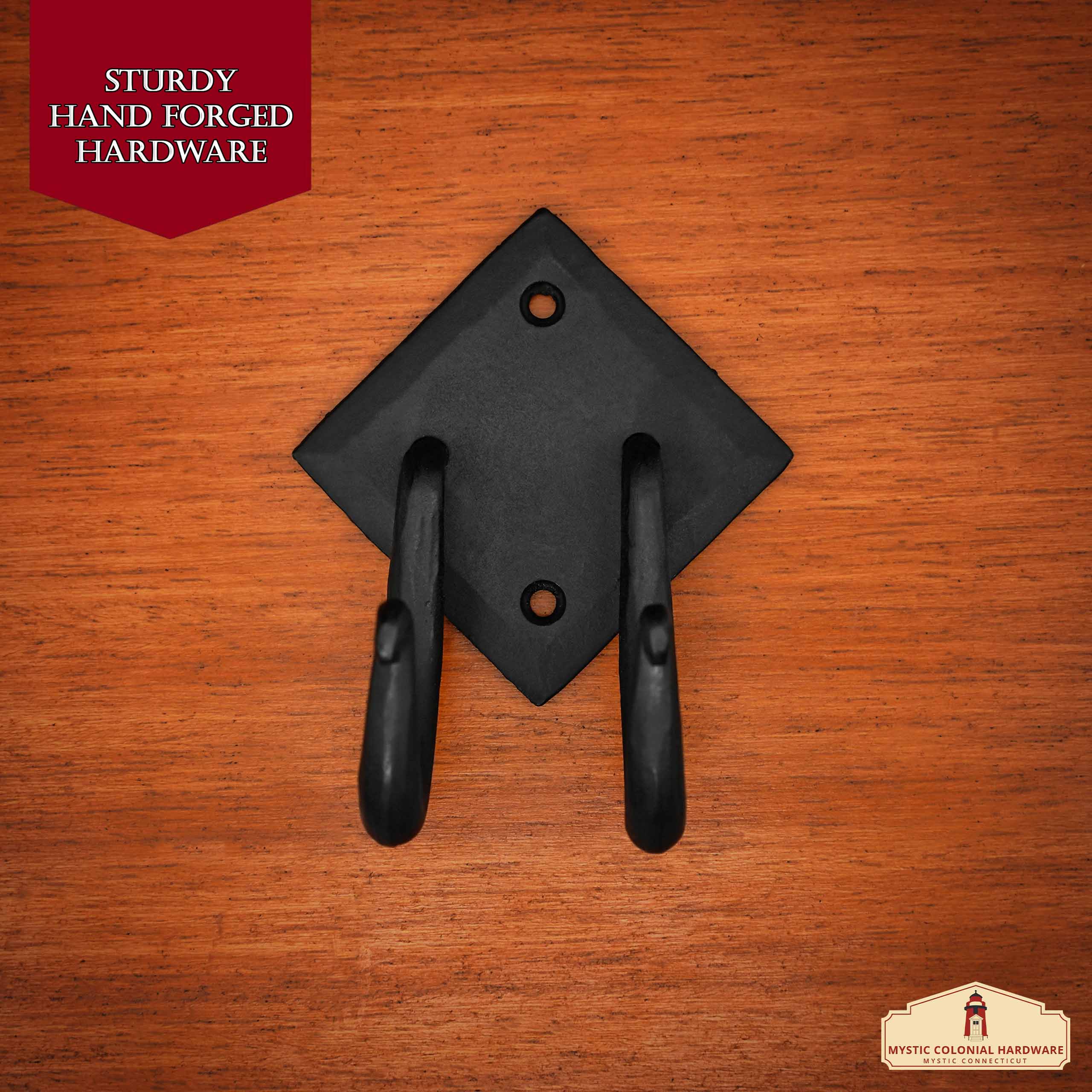 Mystic Colonial Gancio Doppio Ferro Battuto Nero 8,8 cm