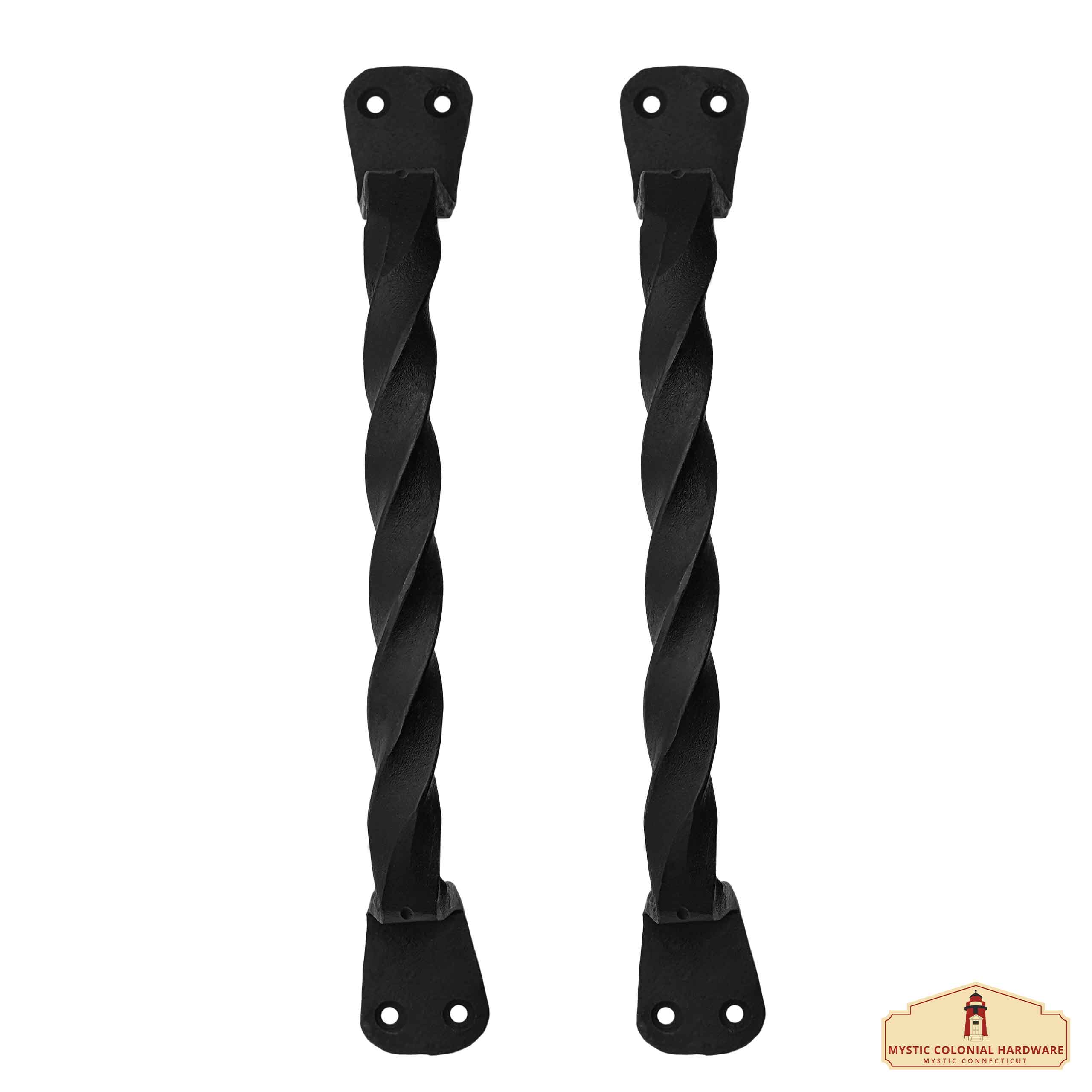 Mystic Colonial maniglia porta ferro 23 cm nera set 2 pezzi