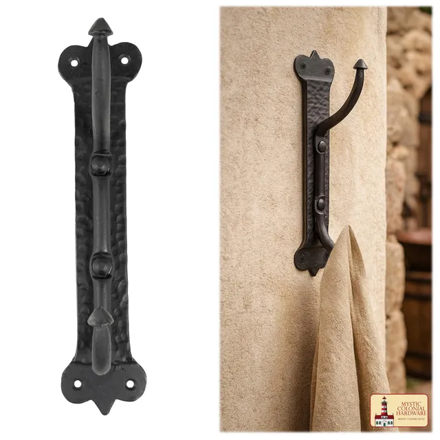 Mystic Colonial Hardware gancio parete vittoriano ferro doppio nero