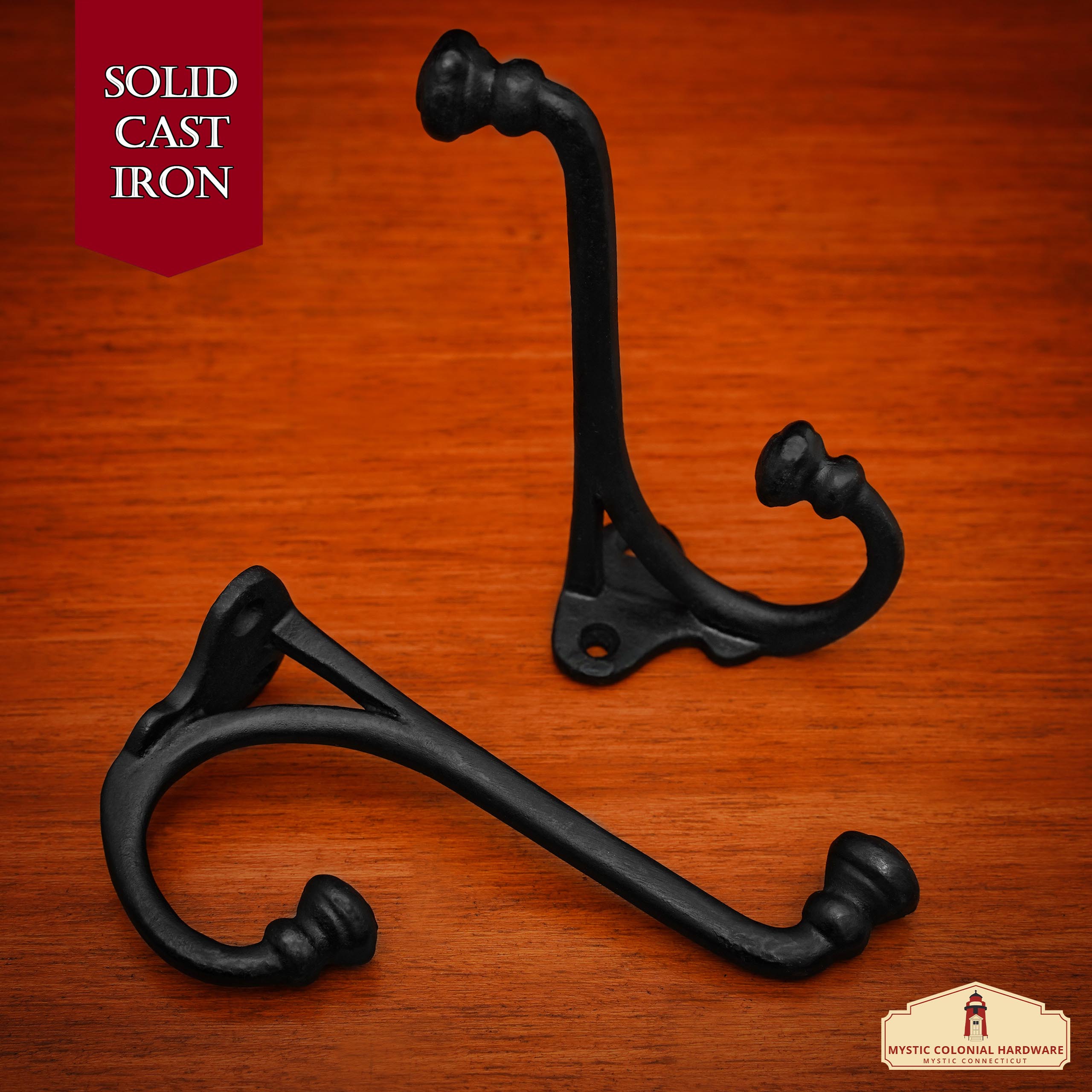 Mystic Colonial Hardware Ganci ferro battuto appendiabiti neri 2 pezzi