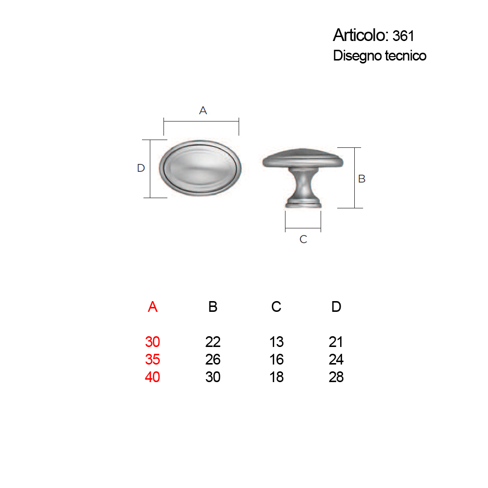 Spinardi 361 Pomolo per mobile ottone
