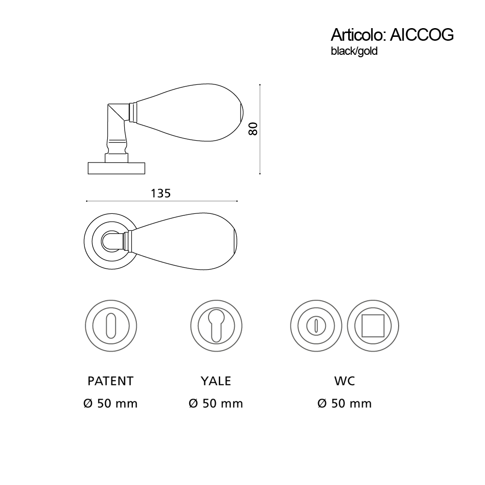 Spinardi Aiccog Maniglia Vetro Murano Nero Argento