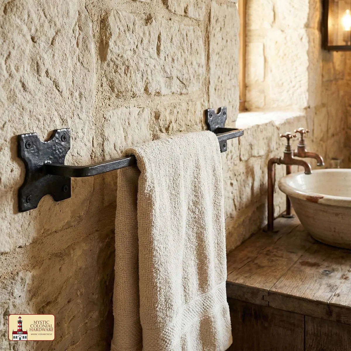 Mystic Colonial Hardware porta asciugamani ferro battuto Medium nero