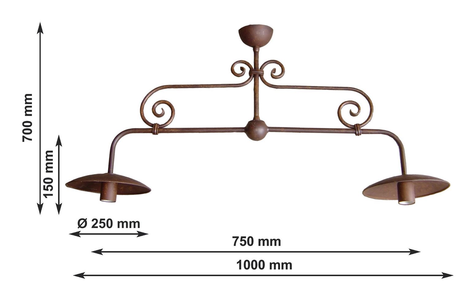 Lampadario Spinardi 2 luci in ottone 40W