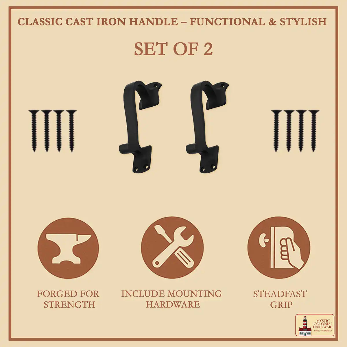 Mystic Colonial Hardware maniglie ghisa intrecciate set 2 pezzi