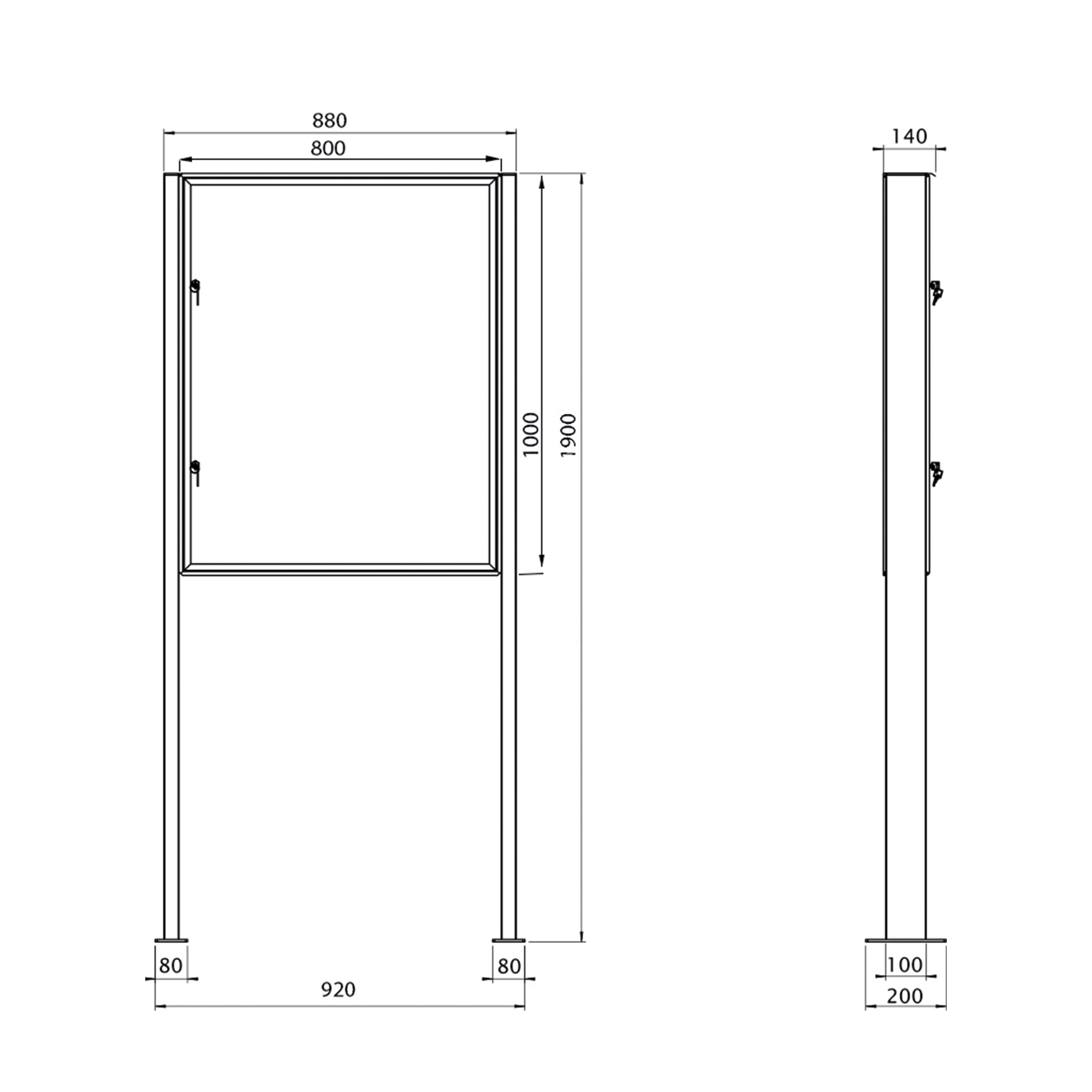 Silmec SB3 maxi bacheca avvisi con pali esterno