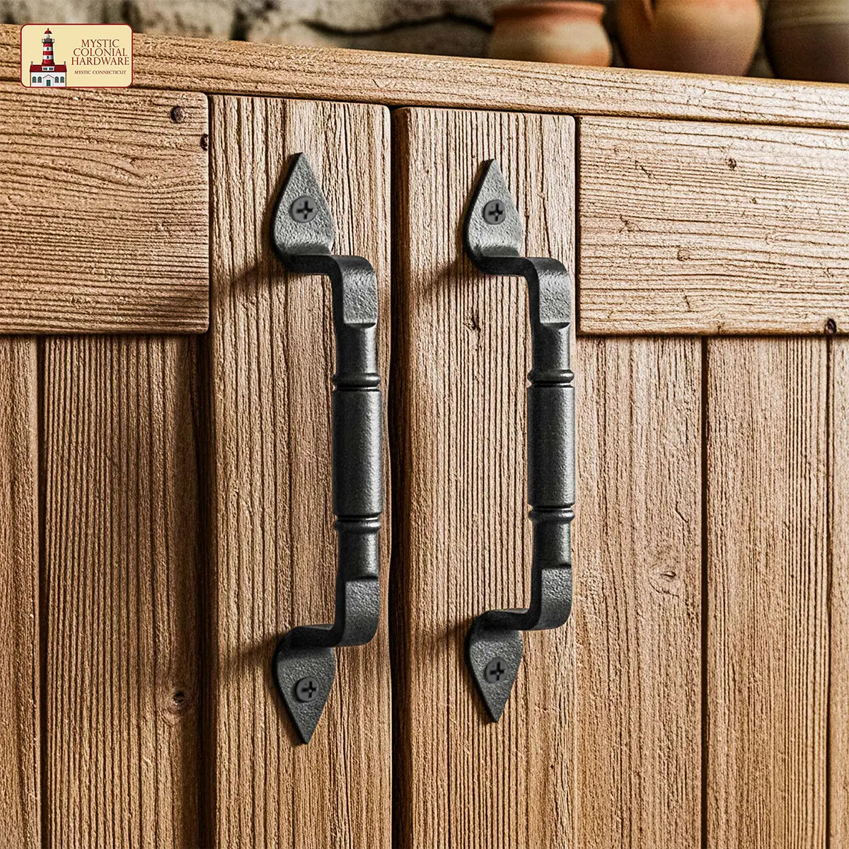 Mystic Colonial Hardware maniglione ferro battuto nero set 2 pezzi