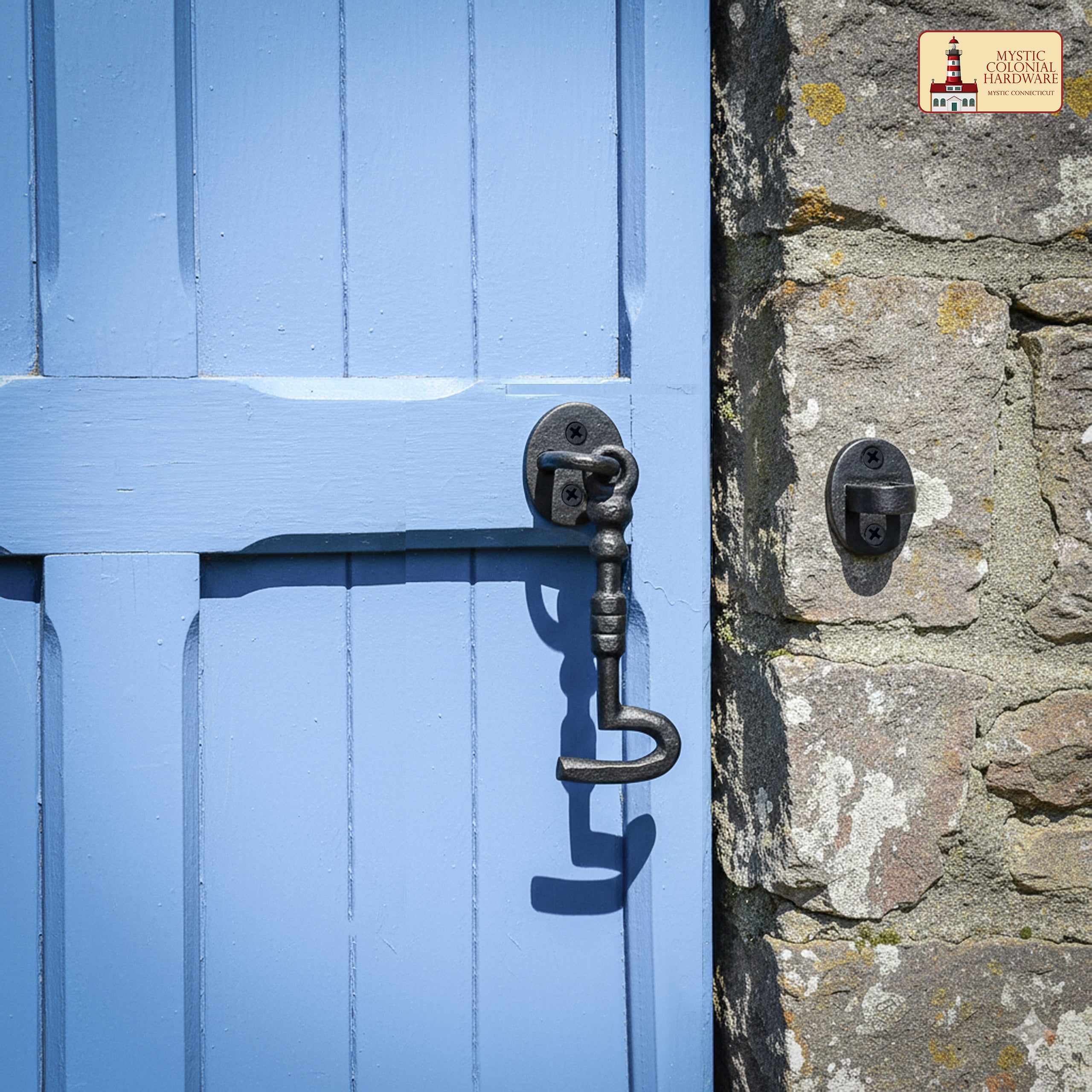 Mystic Colonial Hardware Gancio fermaporta ferro nero 14 cm 2pz
