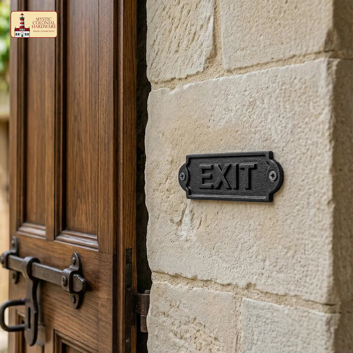 Mystic Colonial Hardware Exit targa porta ghisa nera uscita