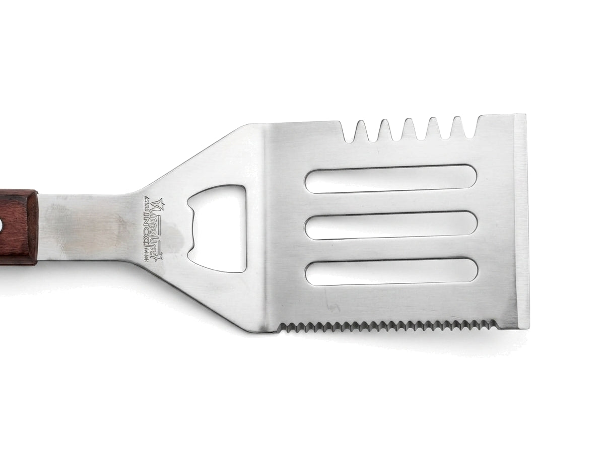 Boxob kit utensili barbecue 3 pezzi inox manico legno