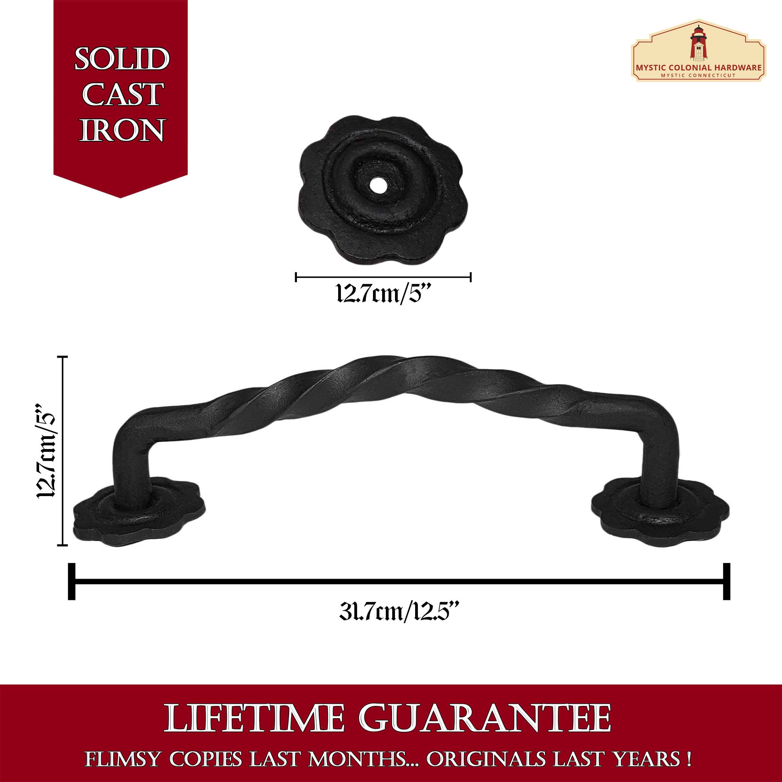Mystic Colonial maniglione ferro 32 cm nero porte e cancelli