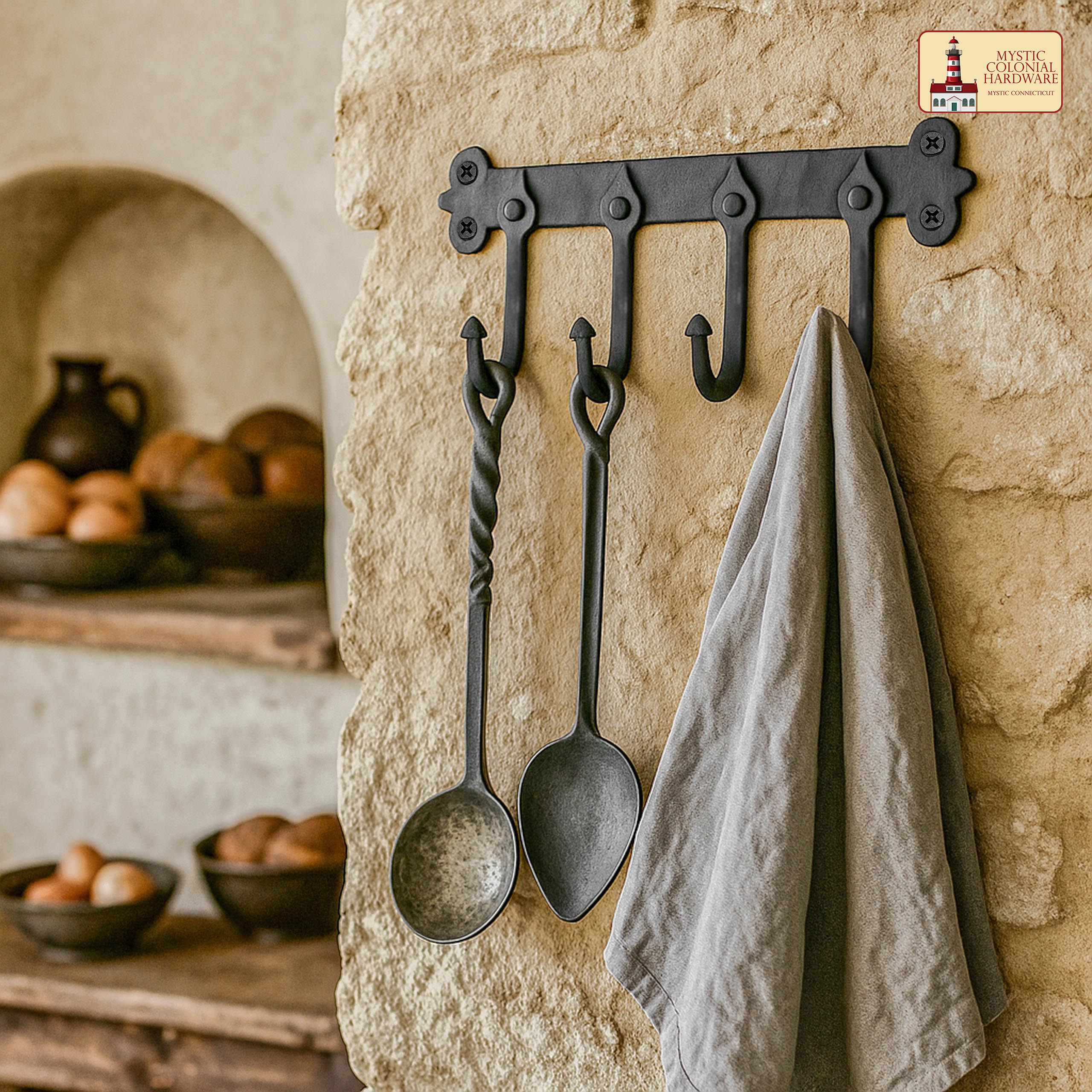 Mystic Colonial Hardware Appendiabiti 4 Ganci Ferro 29,2 cm