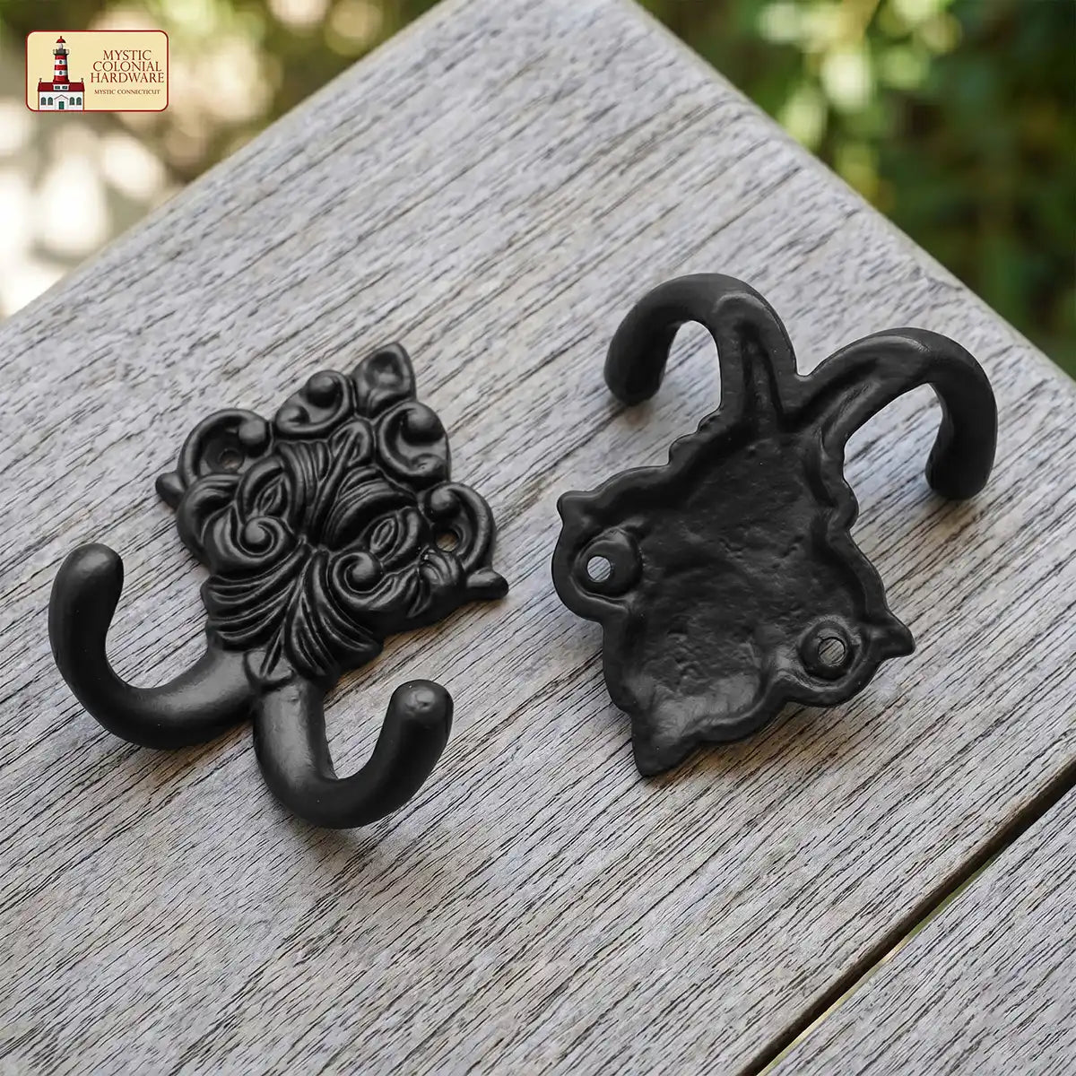 Mystic Colonial Hardware ganci parete ghisa nera doppia set 2 pezzi