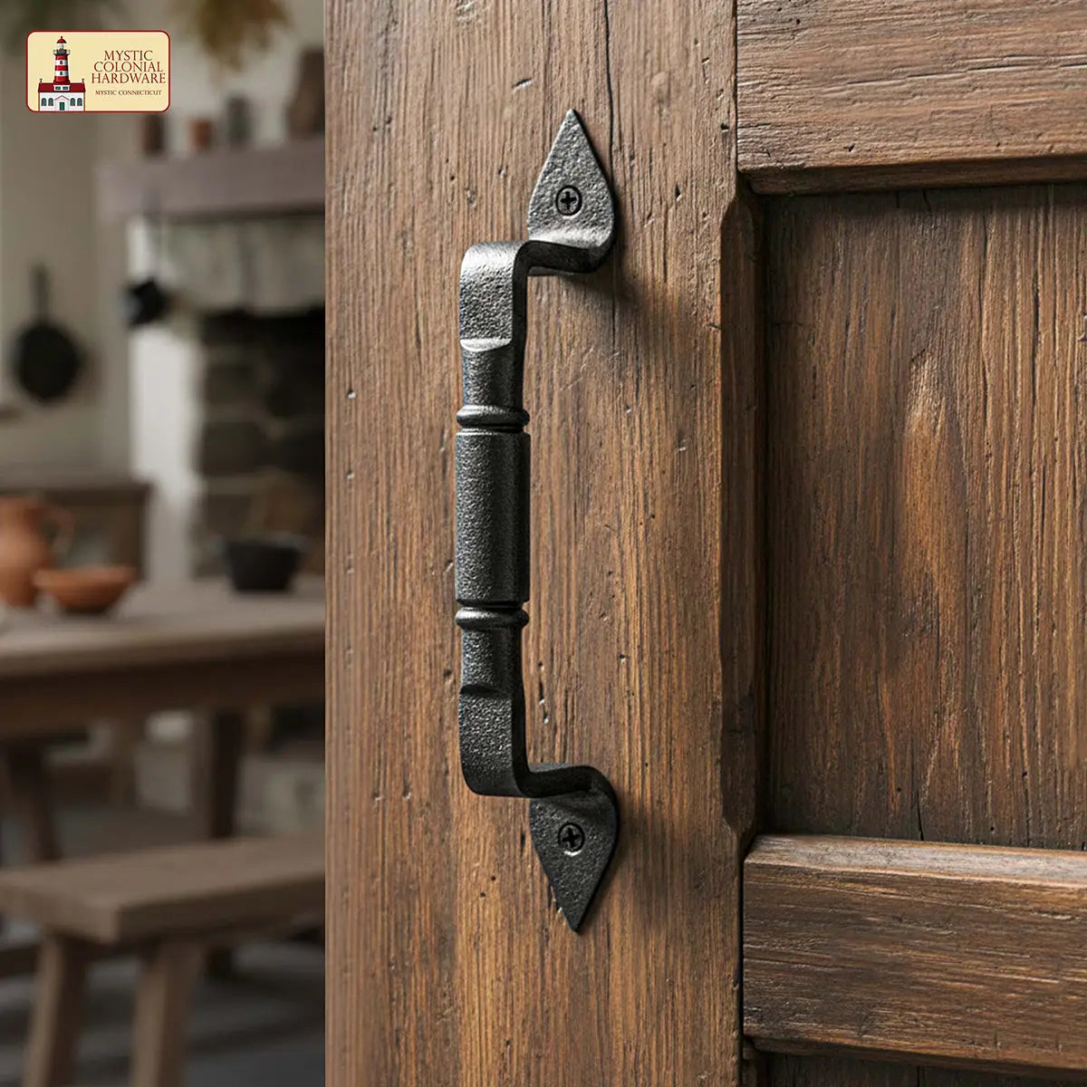 Mystic Colonial Hardware maniglione ferro battuto nero set 2 pezzi