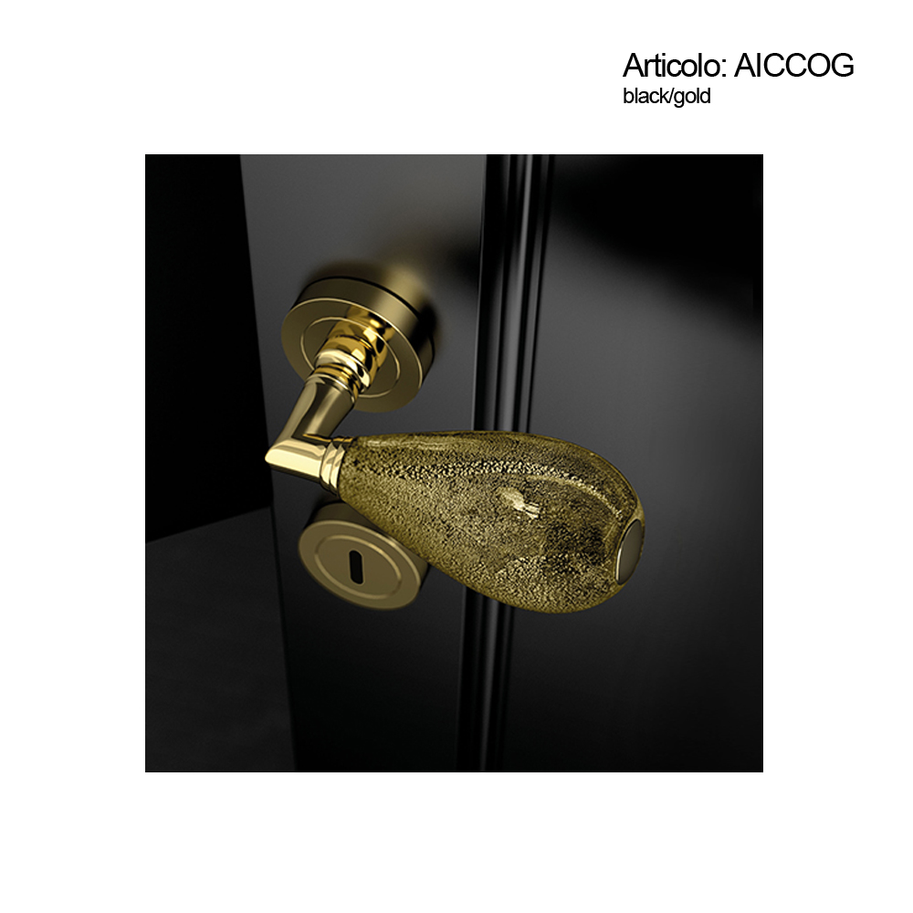 Spinardi AICCOG maniglia vetro Murano nero oro