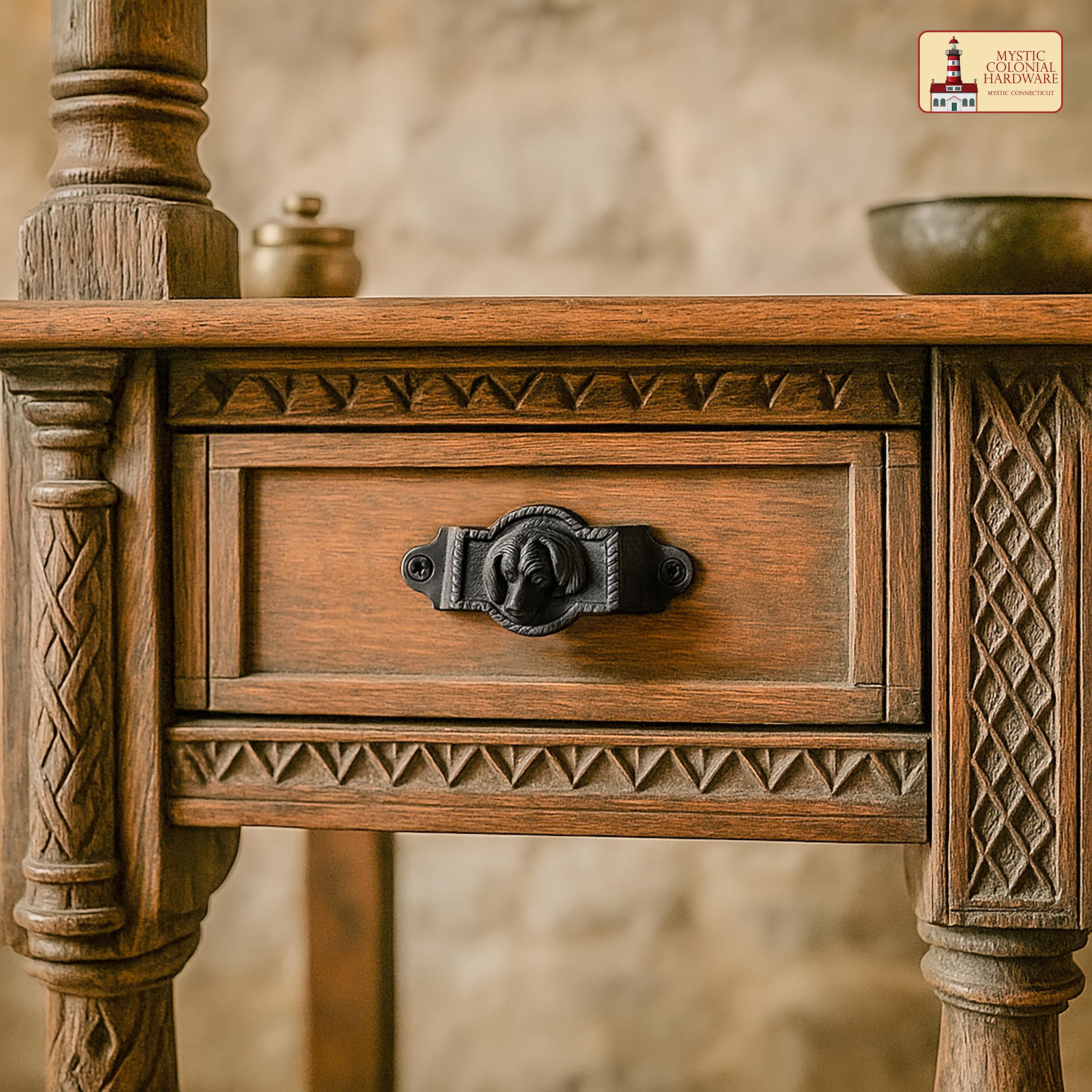 Mystic Colonial maniglia cassetto 9 cm nero set 4 pezzi