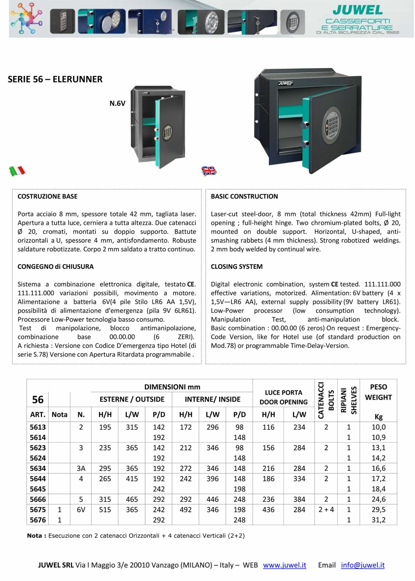 Spinardi Serie 56 cassaforte elettronica